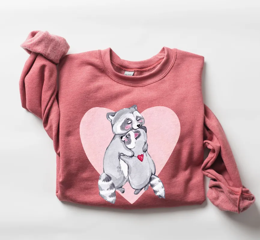 Retro Racoon Lovers Sweatshirt, Vintage Valentine's Day Sweatshirt sold by Refinery Number One