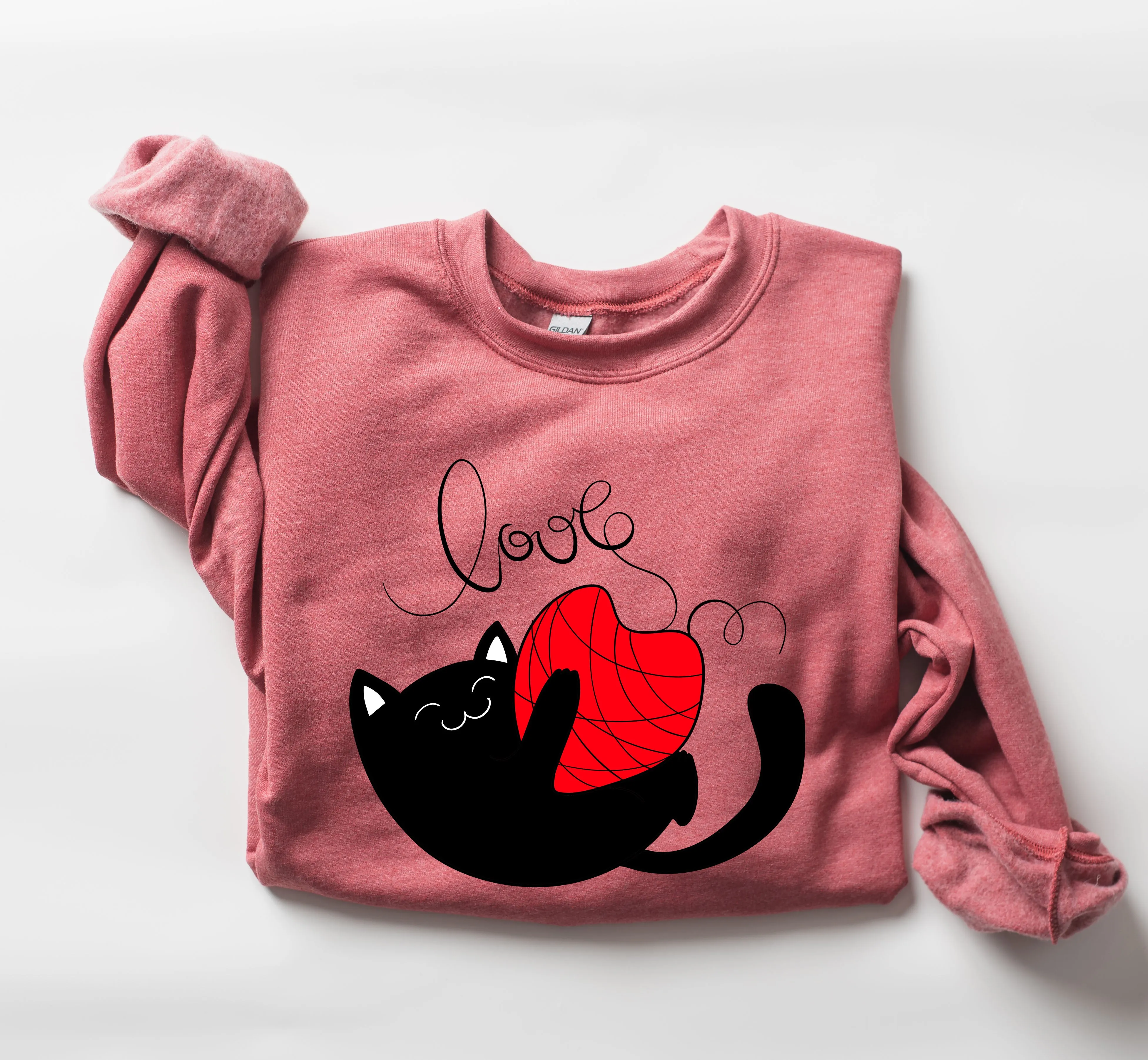 Retro Cat Love Funny Sweatshirt, Vintage Valentine's Day Sweatshirt sold by Refinery Number One product image thumbnail 5