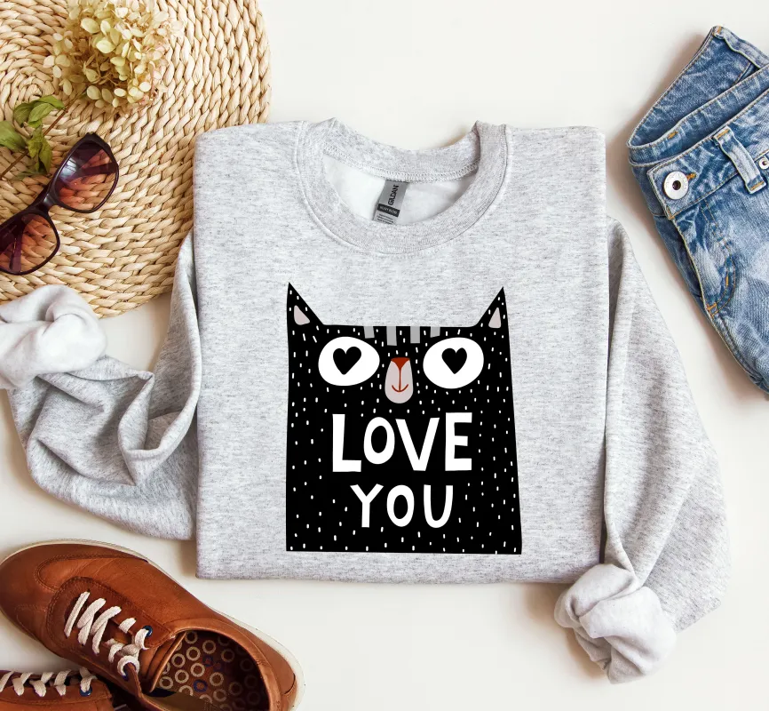 Retro Mini Cat Funny Sweatshirt, Vintage Valentine's Day Sweatshirt sold by Refinery Number One