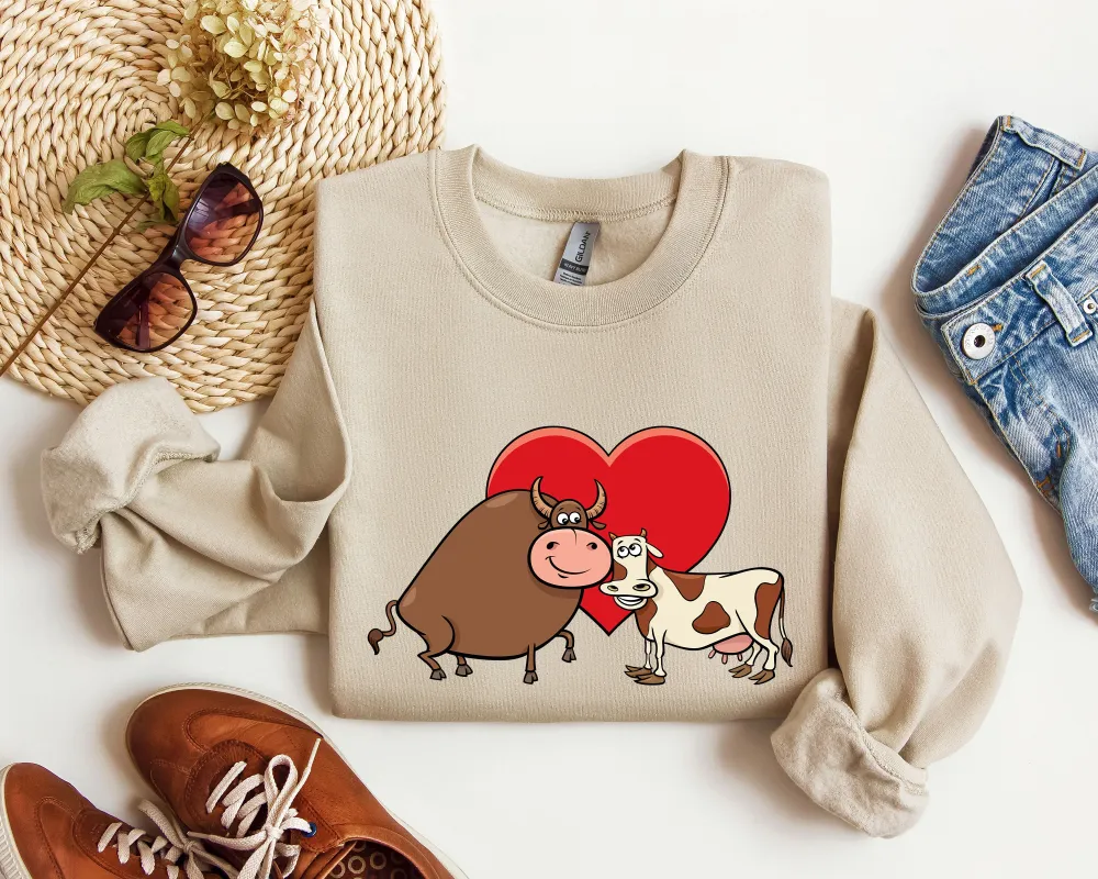Retro Cow Lovers Funny Sweatshirt, Vintage Valentine's Day Sweatshirt sold by Refinery Number One