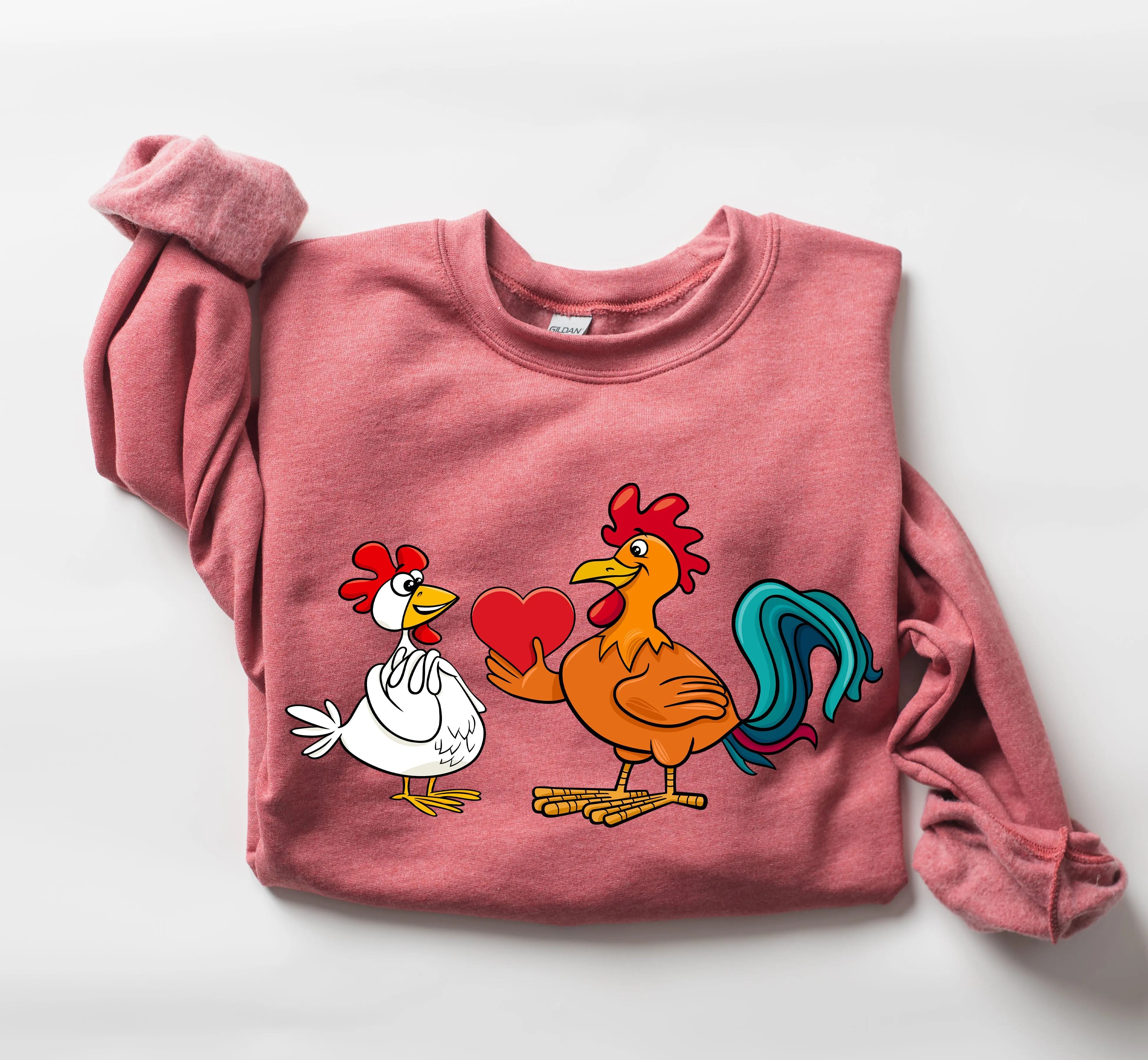 Retro Chicken Lovers Funny Sweatshirt, Vintage Valentine's Day Sweatshirt sold by Refinery Number One product image thumbnail 3