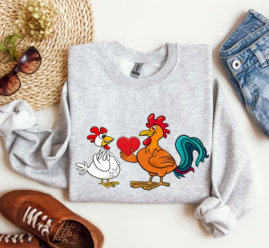 Retro Chicken Lovers Funny Sweatshirt, Vintage Valentine's Day Sweatshirt sold by Refinery Number One