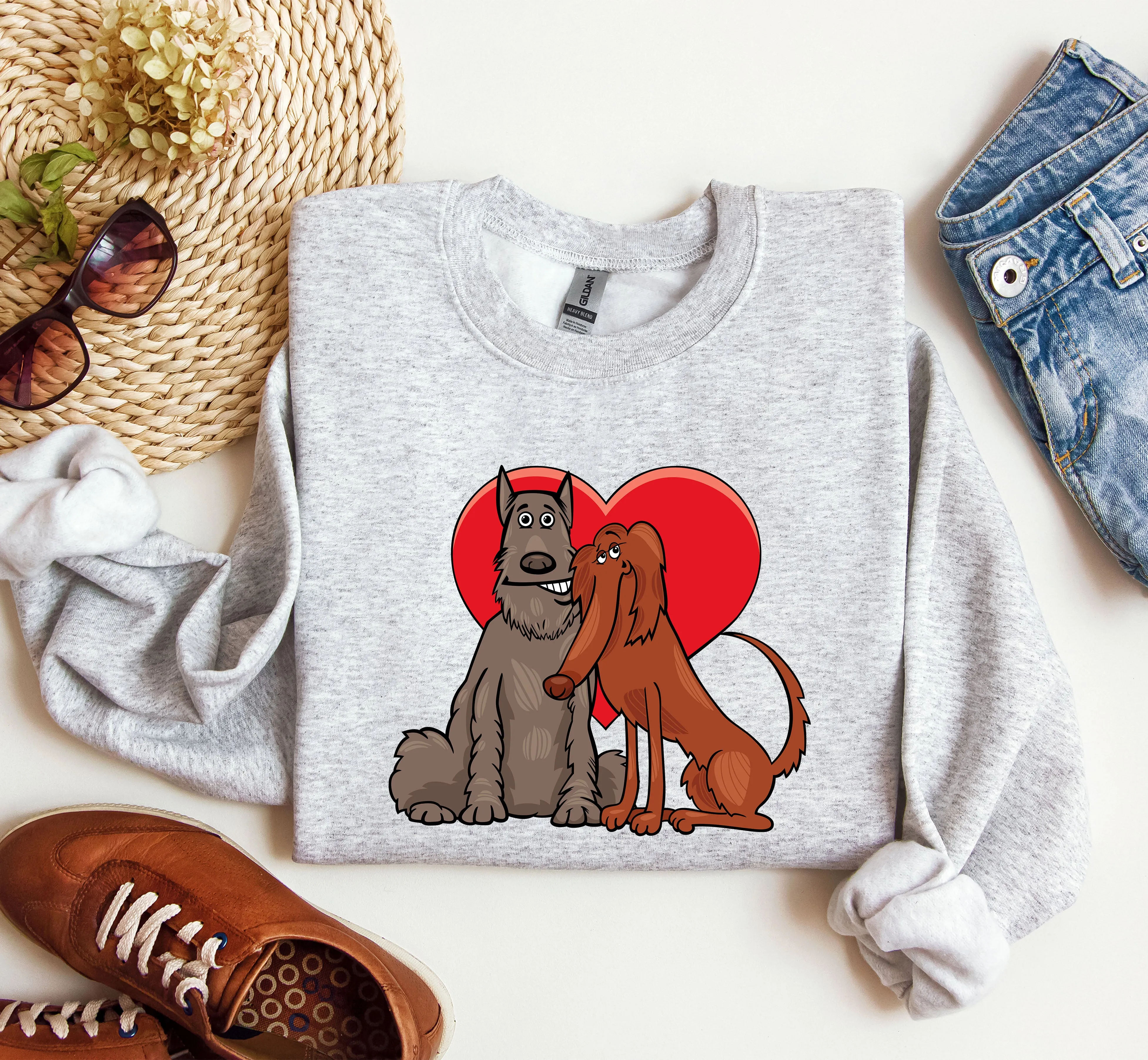Dog Lovers Funny Retro Sweatshirt, Vintage Valentine's Day Sweatshirt sold by Refinery Number One