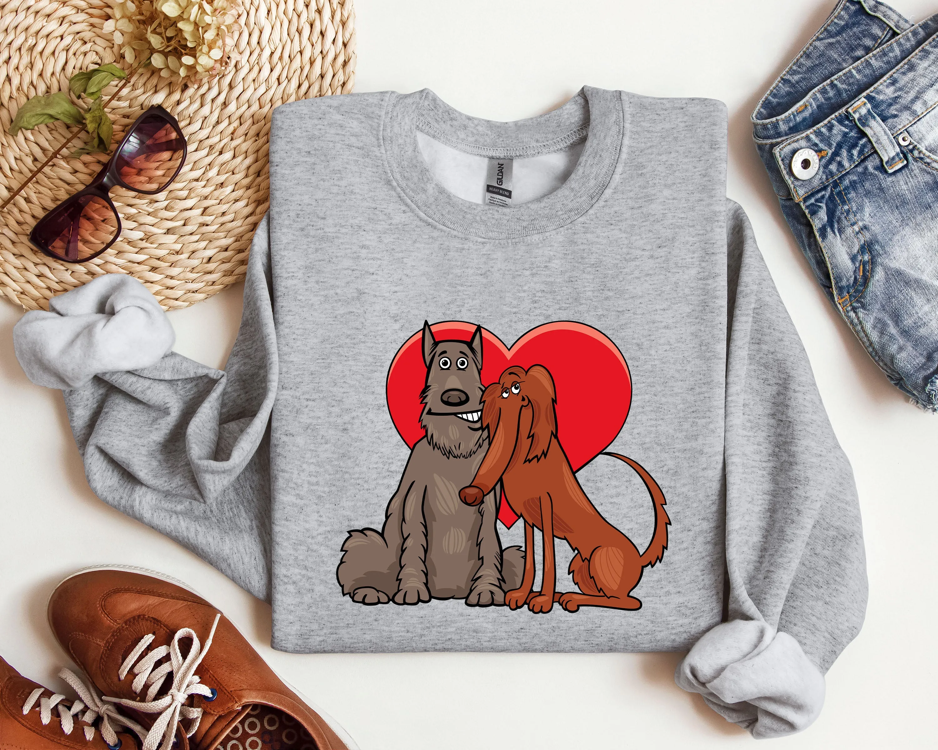Dog Lovers Funny Retro Sweatshirt, Vintage Valentine's Day Sweatshirt sold by Refinery Number One product image thumbnail 4