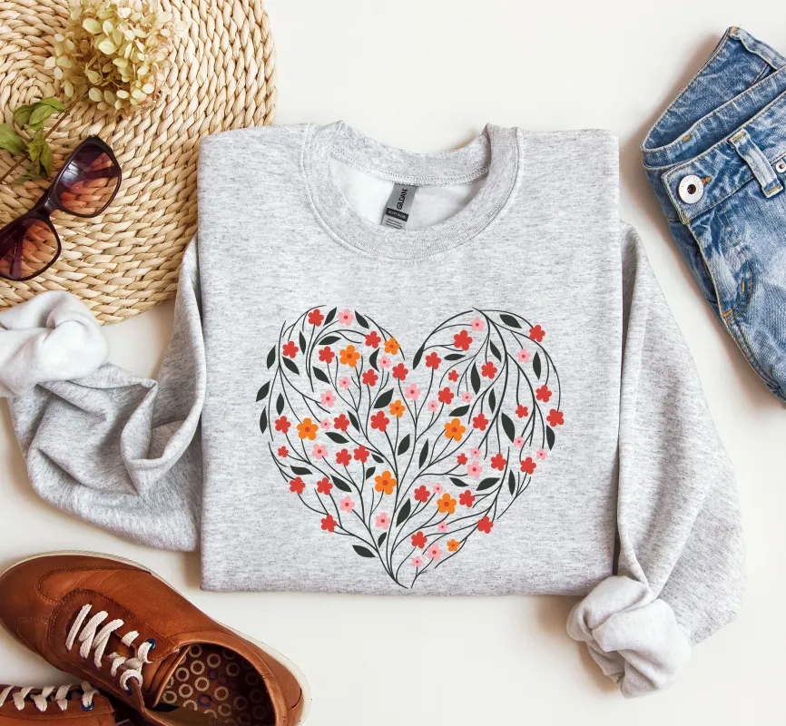 Vintage Wildflowers Heart Sweatshirt, Vintage Valentine's Day Sweatshirt sold by Refinery Number One