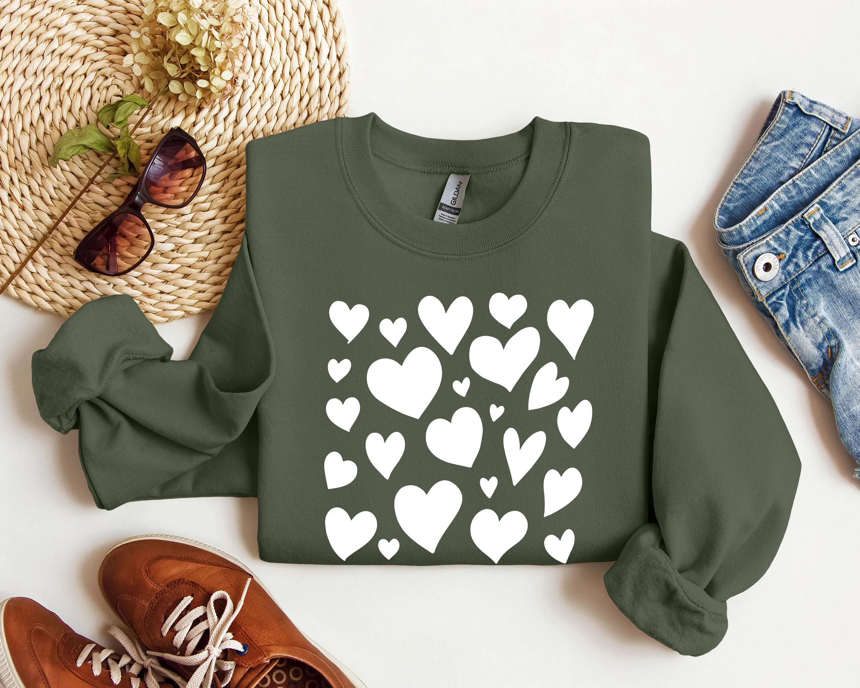 Mini Valentine's Hearts Sweatshirt, Vintage Valentine's Day Sweatshirt sold by Refinery Number One product image thumbnail 4