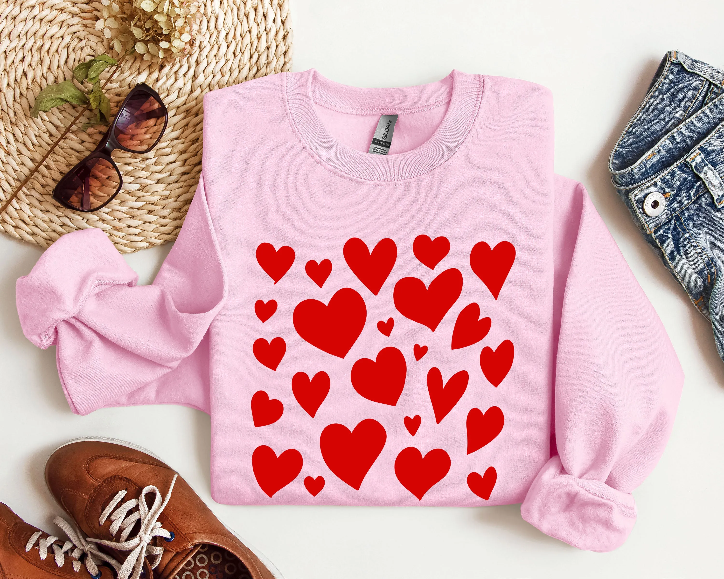 Mini Valentine's Hearts Sweatshirt, Vintage Valentine's Day Sweatshirt sold by Refinery Number One product image thumbnail 5