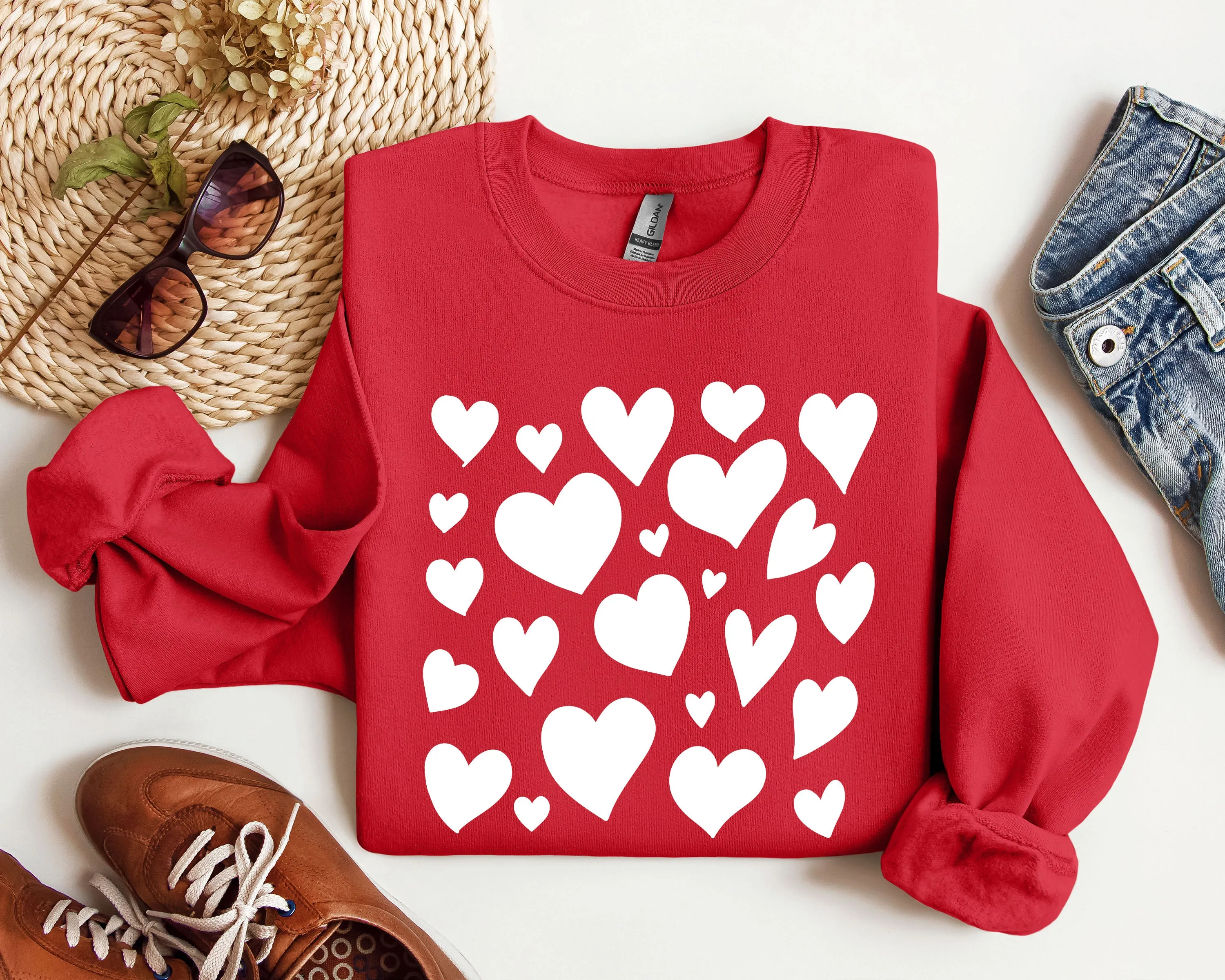 Mini Valentine's Hearts Sweatshirt, Vintage Valentine's Day Sweatshirt sold by Refinery Number One
