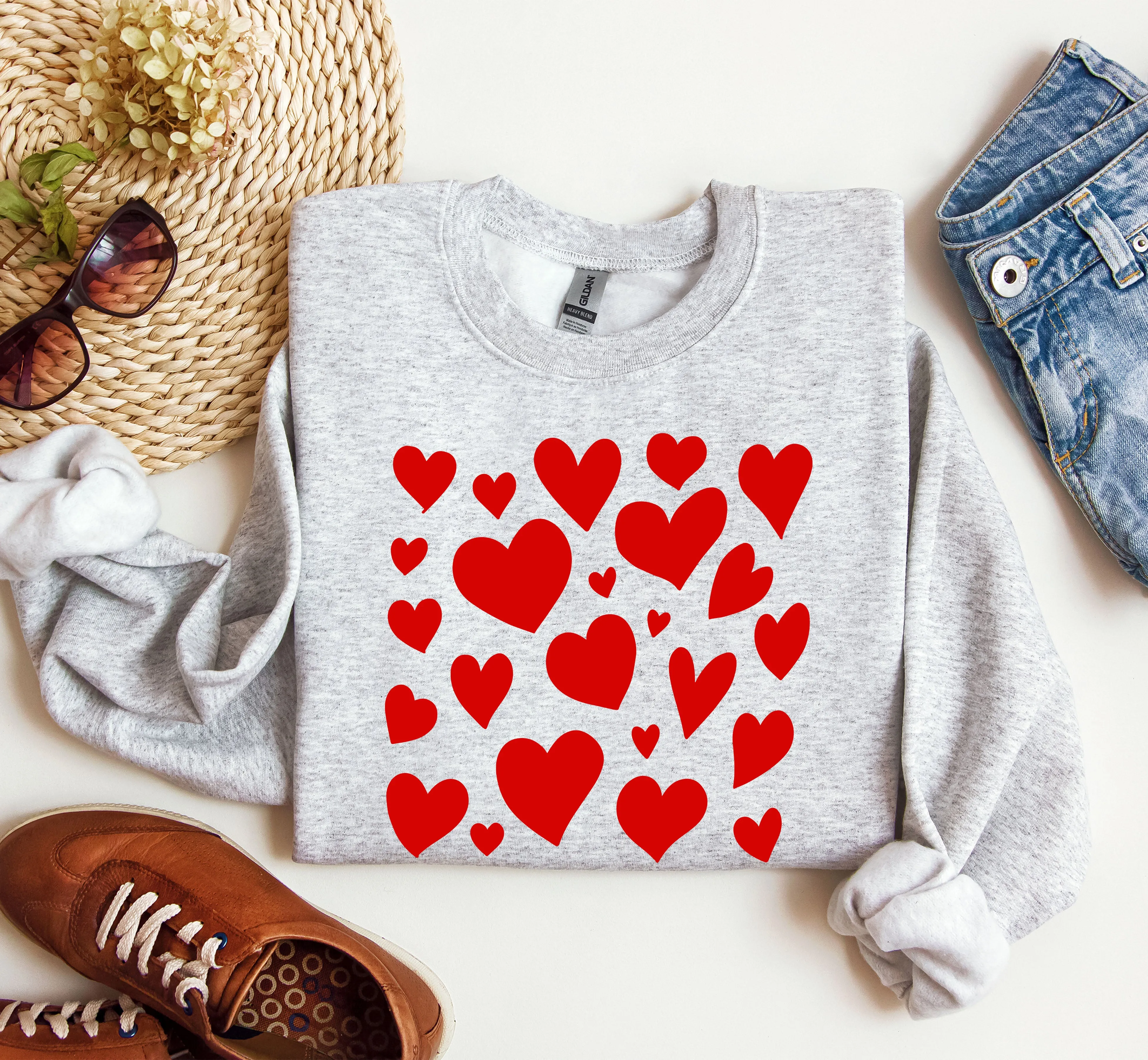 Mini Valentine's Hearts Sweatshirt, Vintage Valentine's Day Sweatshirt sold by Refinery Number One product image thumbnail 2