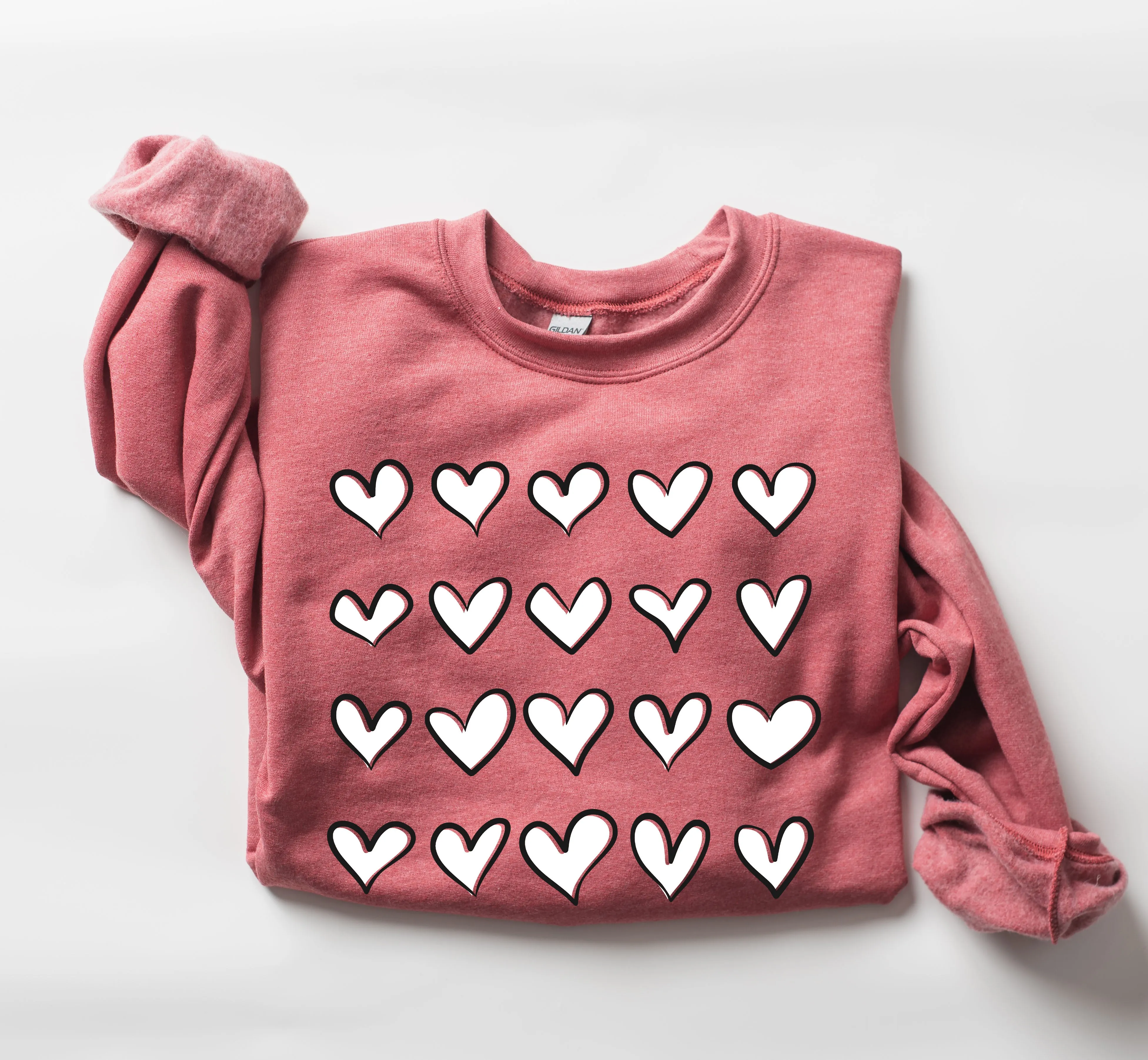 Mini Hearts Valentine's Sweatshirt, Retro Valentine's Day Sweatshirt sold by Refinery Number One product image thumbnail 3