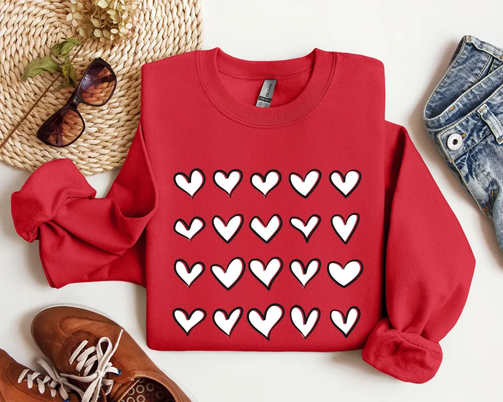 Mini Hearts Valentine's Sweatshirt, Retro Valentine's Day Sweatshirt sold by Refinery Number One