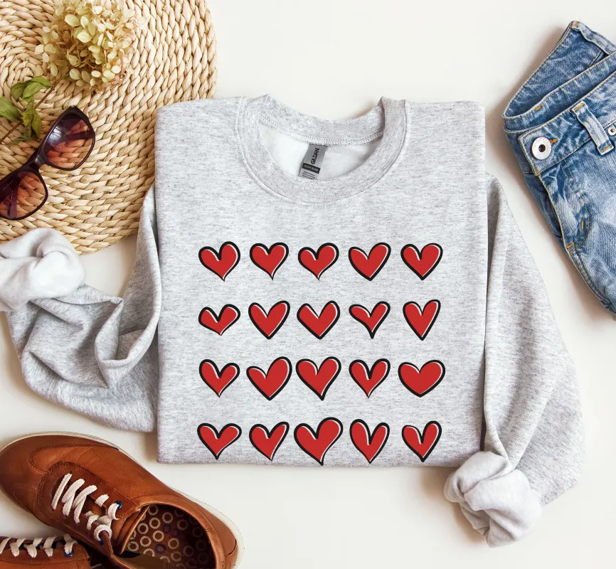 Mini Red Hearts Valentine's Sweatshirt, Retro Valentine's Day Sweatshirt sold by Refinery Number One