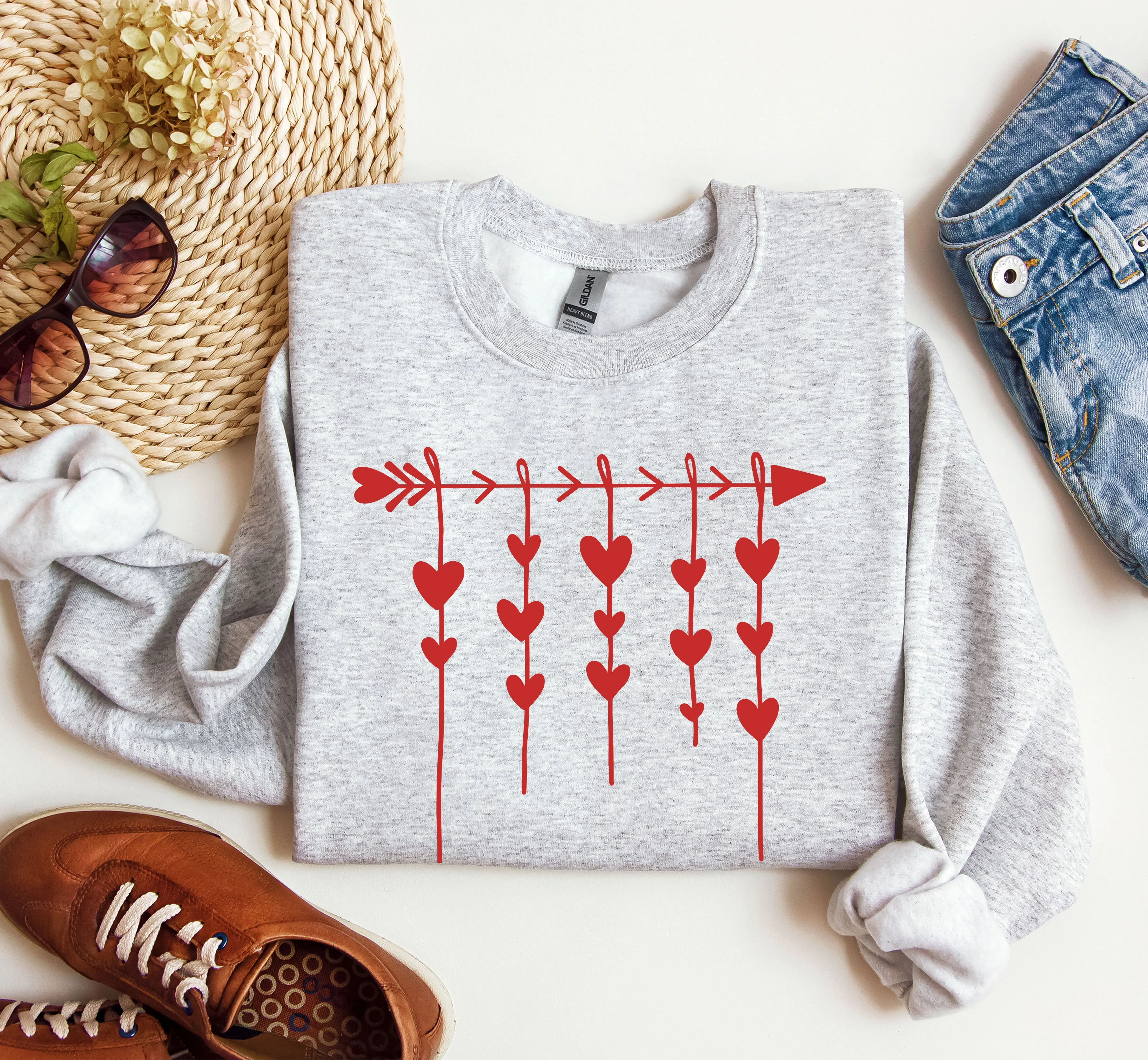 Retro Arrow and Hearts Sweatshirt, Vintage Valentine's Day Sweatshirt sold by Refinery Number One product image thumbnail 2