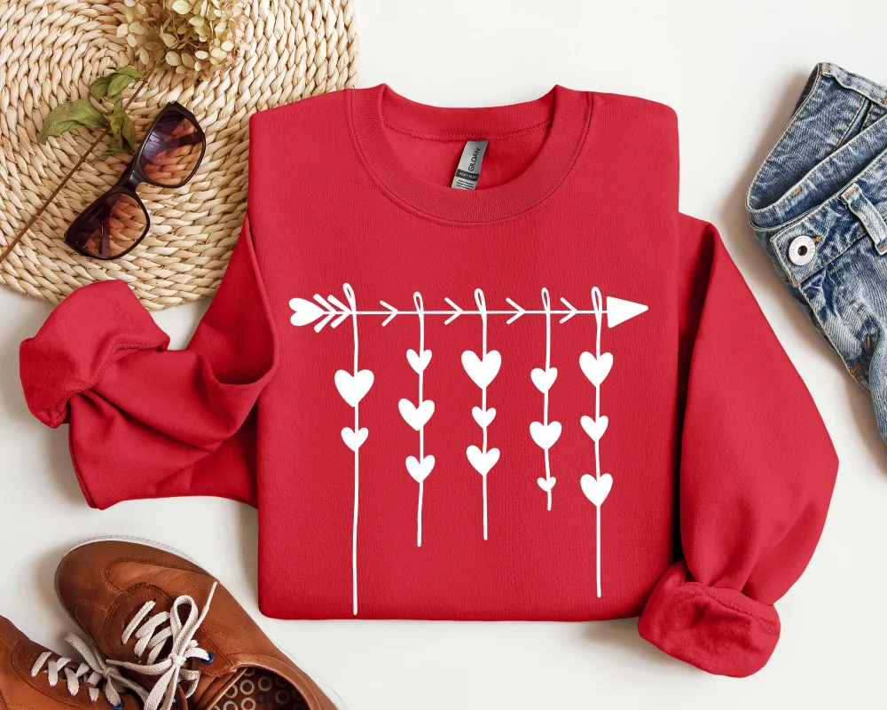 Retro Arrow and Hearts Sweatshirt, Vintage Valentine's Day Sweatshirt sold by Refinery Number One