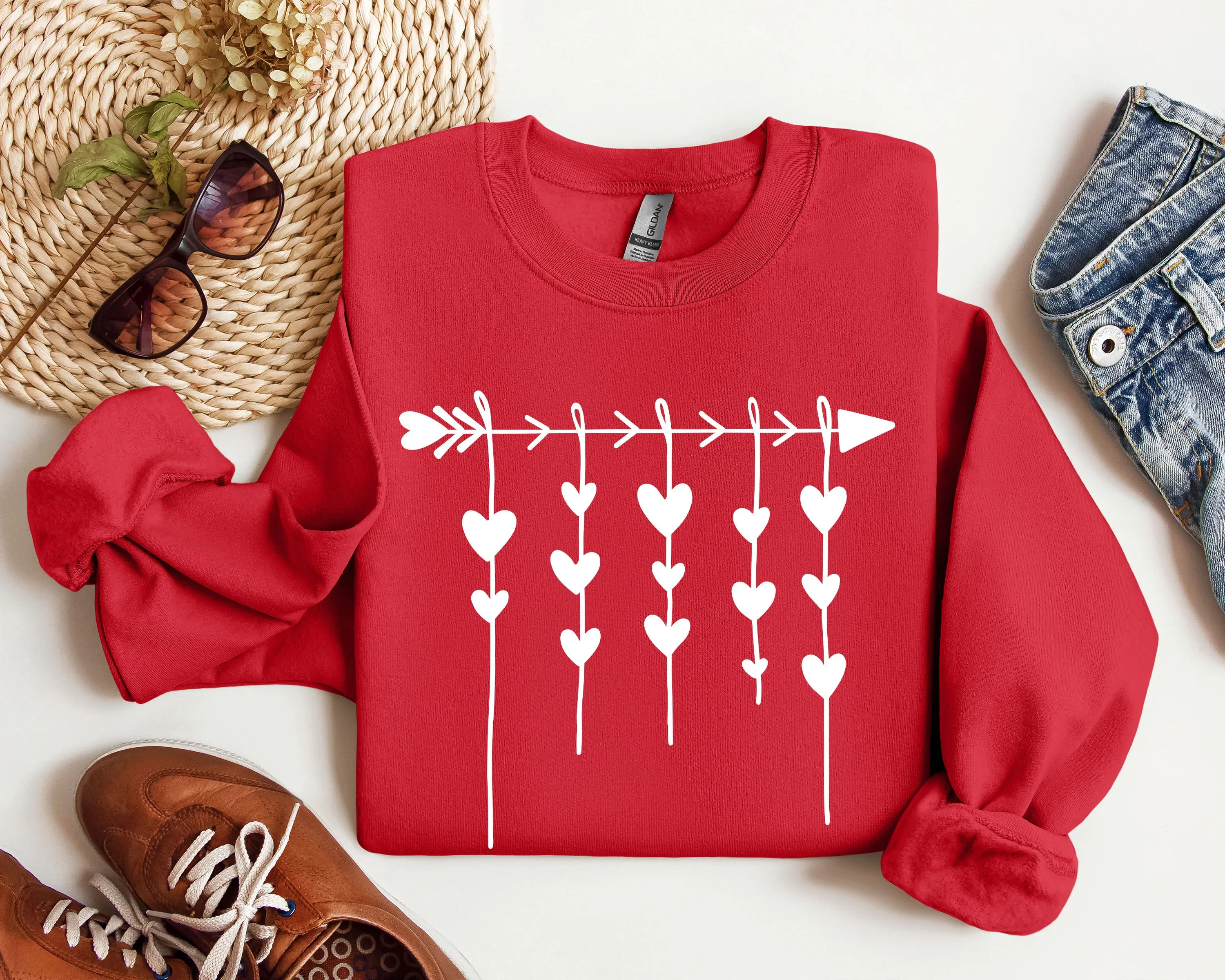 Retro Arrow and Hearts Sweatshirt, Vintage Valentine's Day Sweatshirt sold by Refinery Number One