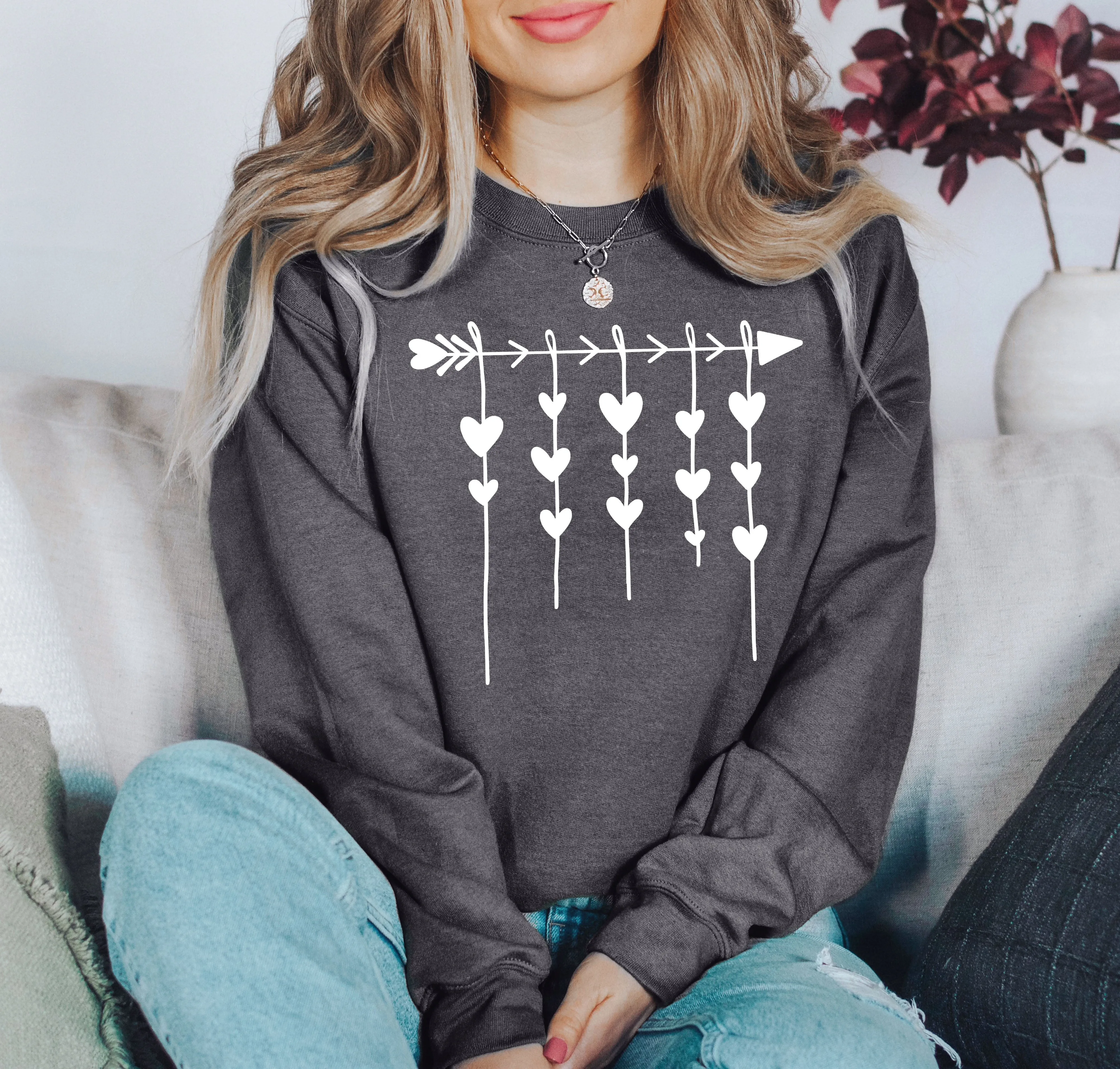 Retro Arrow and Hearts Sweatshirt, Vintage Valentine's Day Sweatshirt sold by Refinery Number One product image thumbnail 5