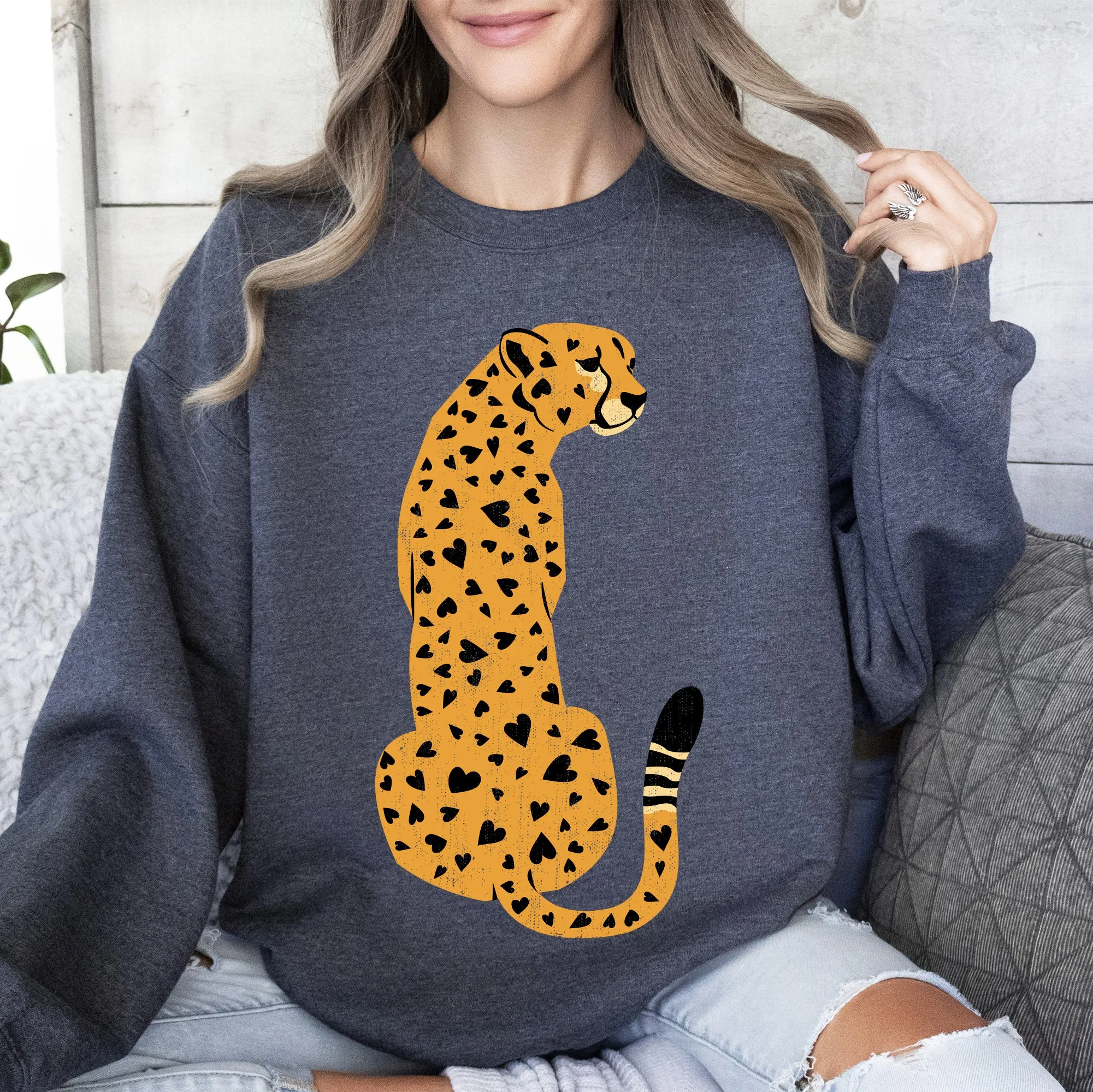 Leopard, Heart Spots, Valentine's Day Sweatshirt sold by Refinery Number One product image thumbnail 4