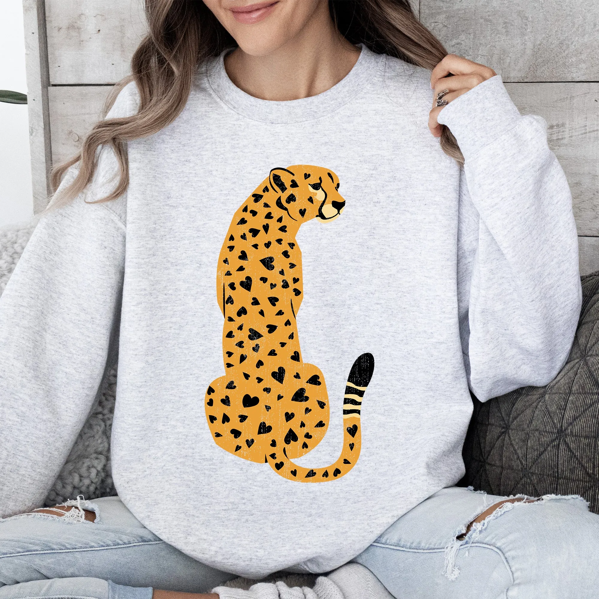 Leopard, Heart Spots, Valentine's Day Sweatshirt sold by Refinery Number One product image thumbnail 2