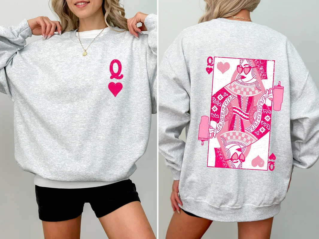 Queen of Hearts, Cards, Games, Valentine's Day Sweatshirt sold by Refinery Number One