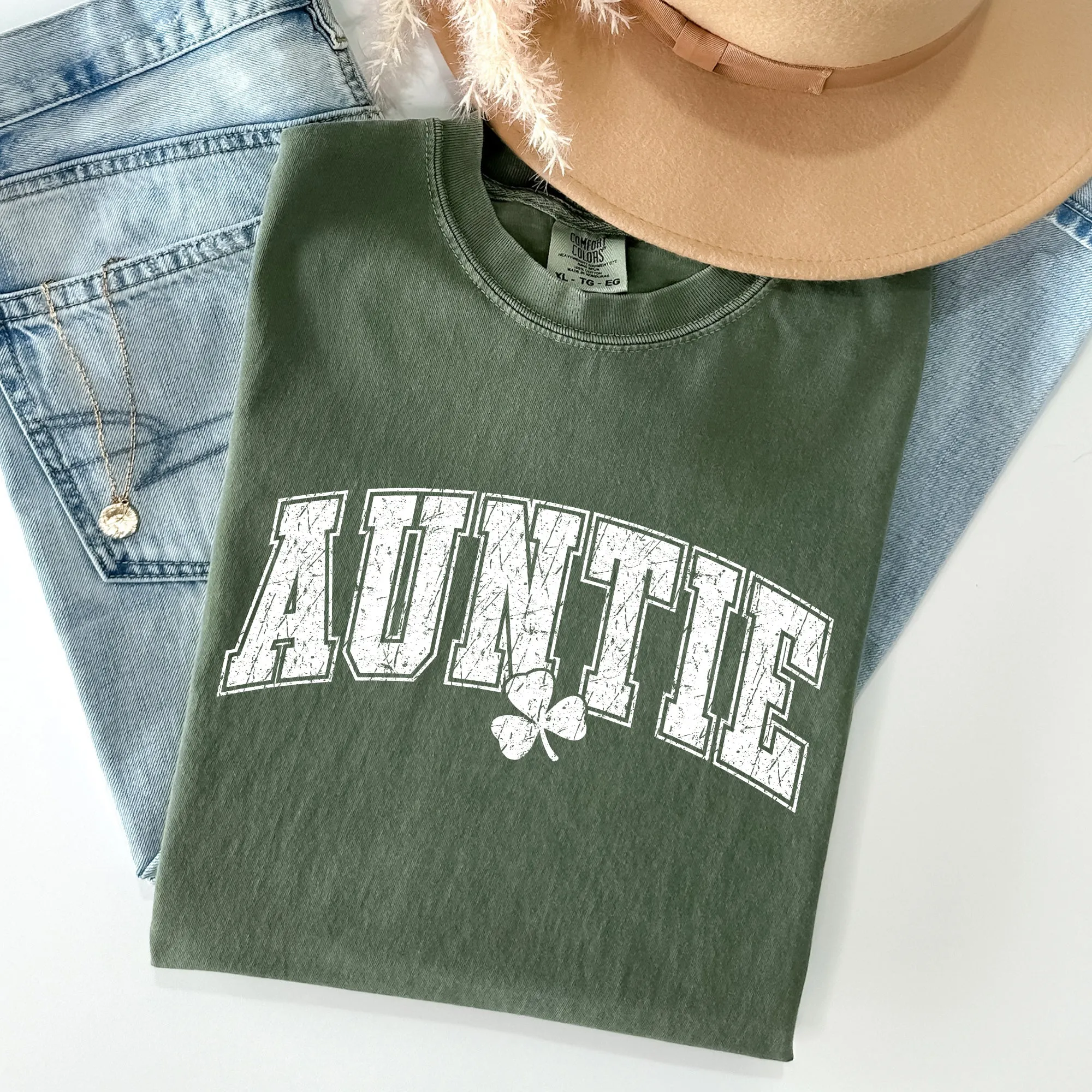 Auntie, St Patrick's Day, Shamrock Comfort Colors Tshirt sold by Refinery Number One product image thumbnail 2