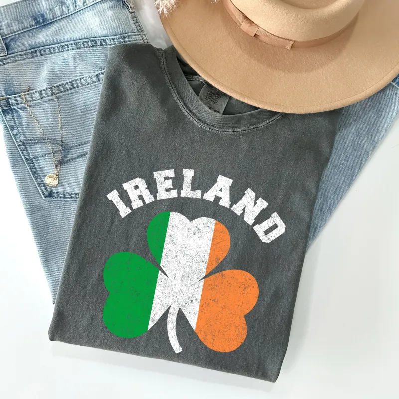 Ireland Shamrock, Flag, Vintage St Patrick's Day Comfort Colors Tshirt sold by Refinery Number One