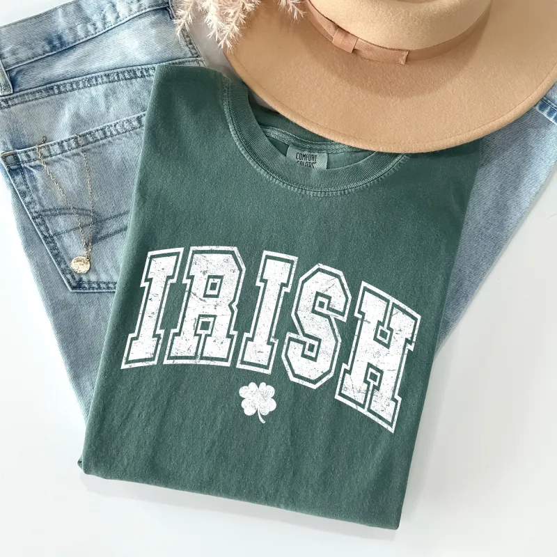 Irish, Retro Lettering, Collegiate, St Patrick's Day Comfort Colors Tshirt sold by Refinery Number One