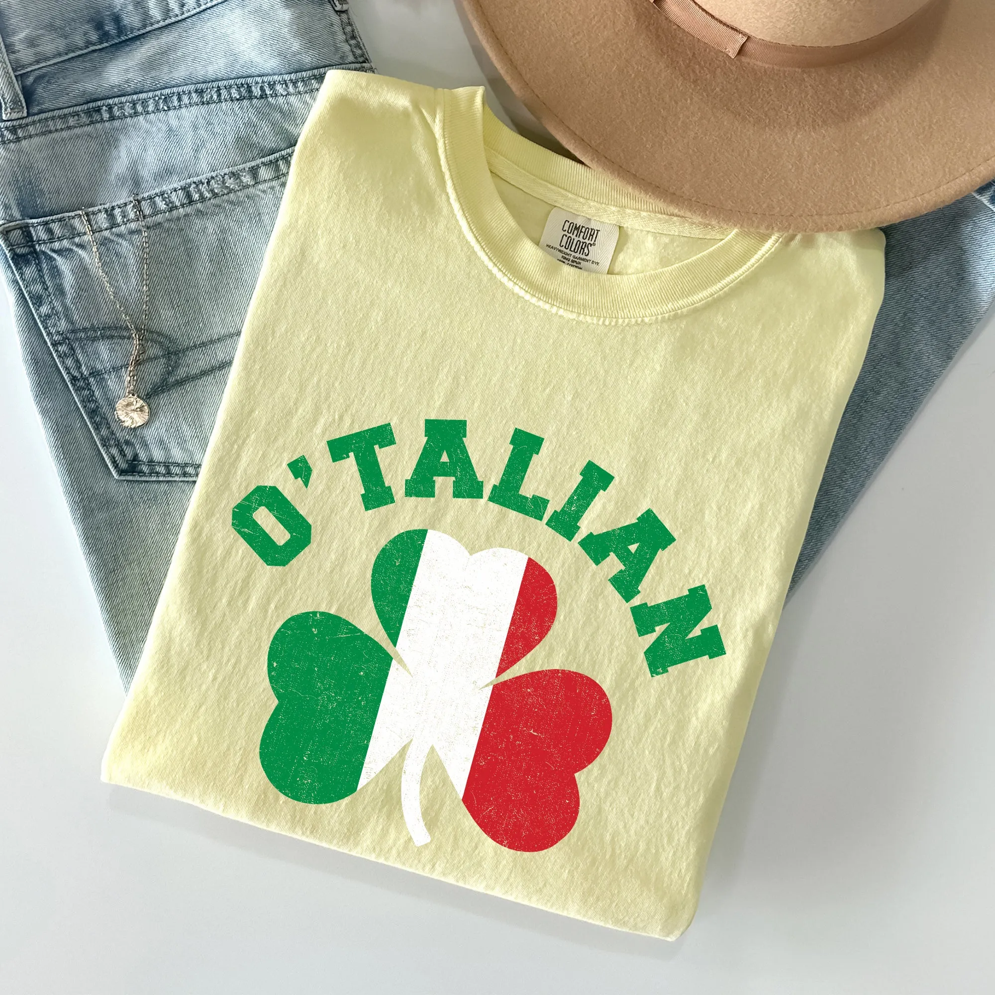Italian Shamrock, Flag, Vintage St Patrick's Day Comfort Colors Tshirt sold by Refinery Number One product image thumbnail 3