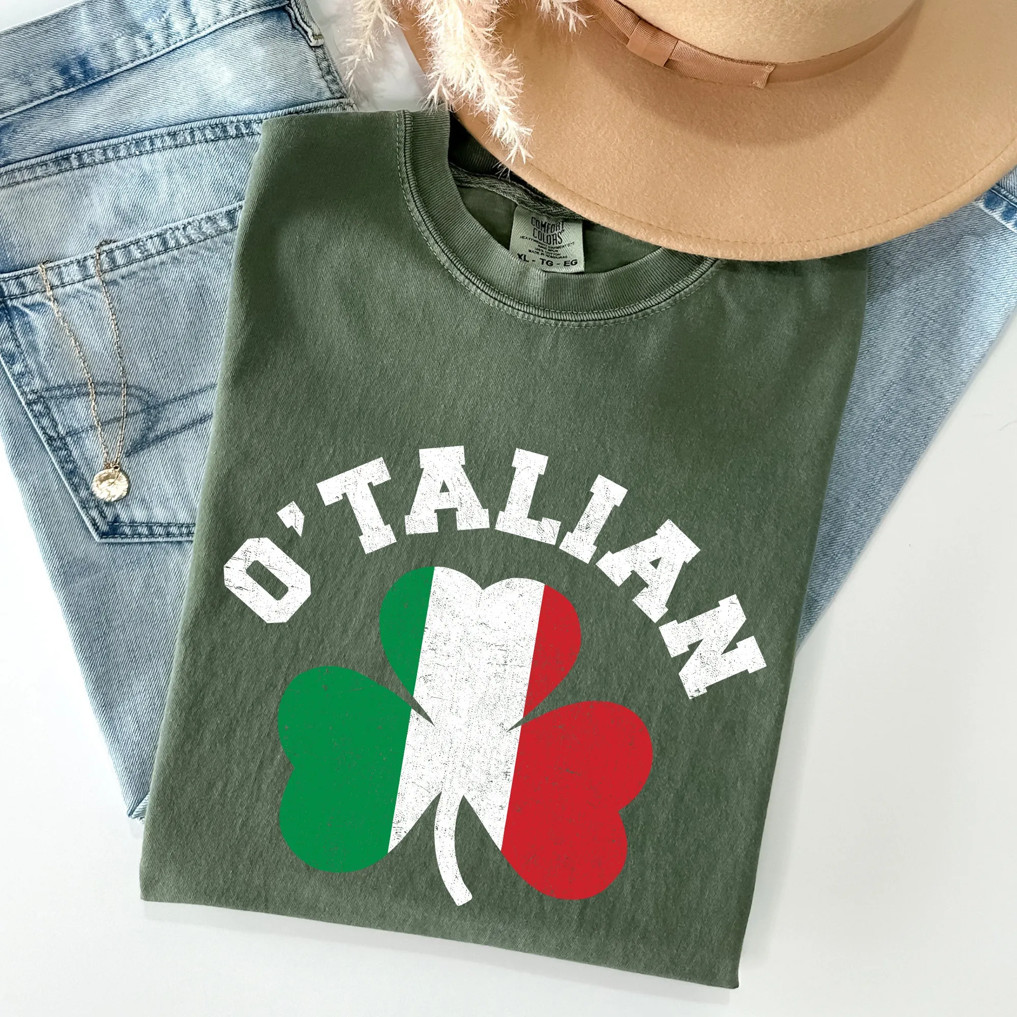 Italian Shamrock, Flag, Vintage St Patrick's Day Comfort Colors Tshirt sold by Refinery Number One product image thumbnail 4