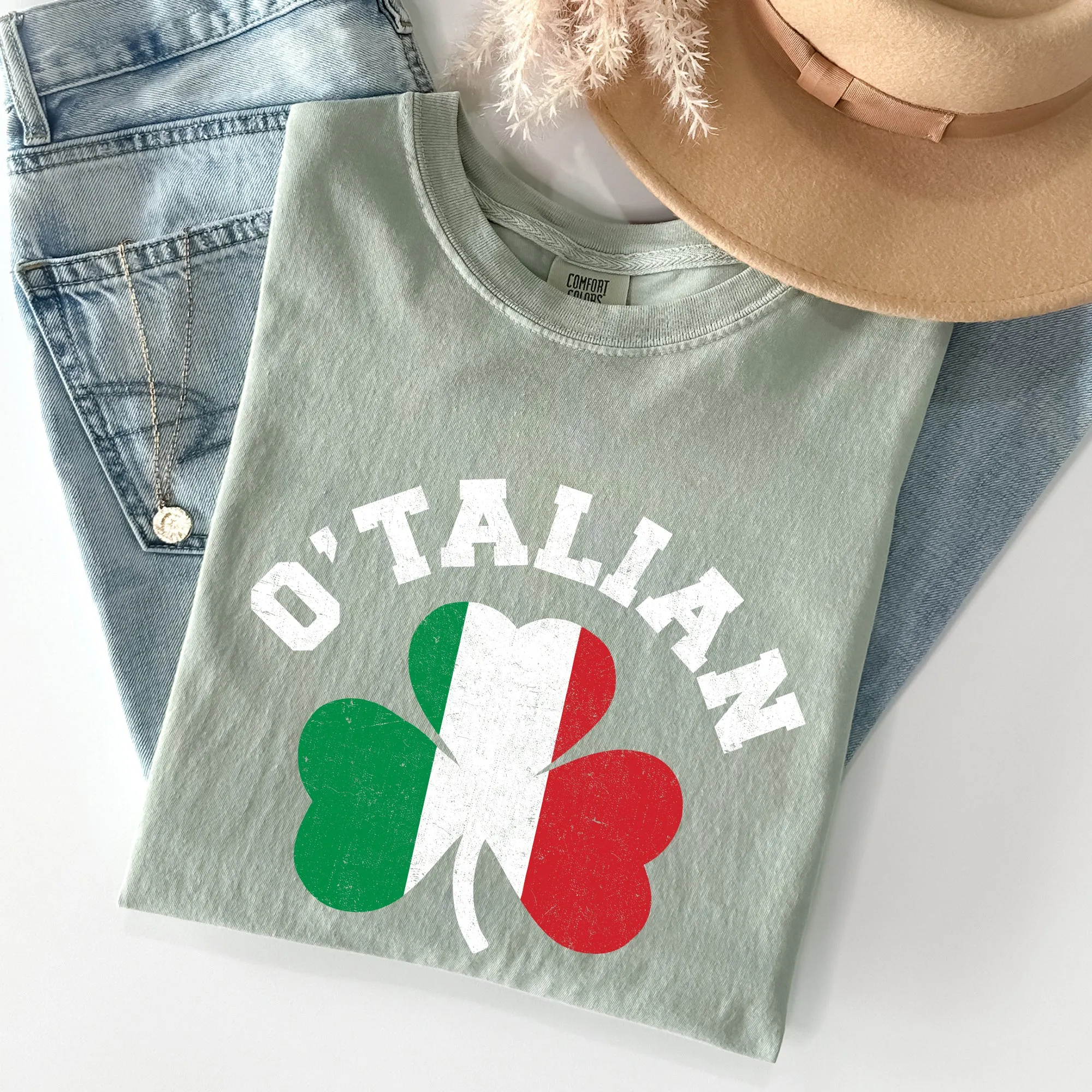 Italian Shamrock, Flag, Vintage St Patrick's Day Comfort Colors Tshirt sold by Refinery Number One product image thumbnail 5