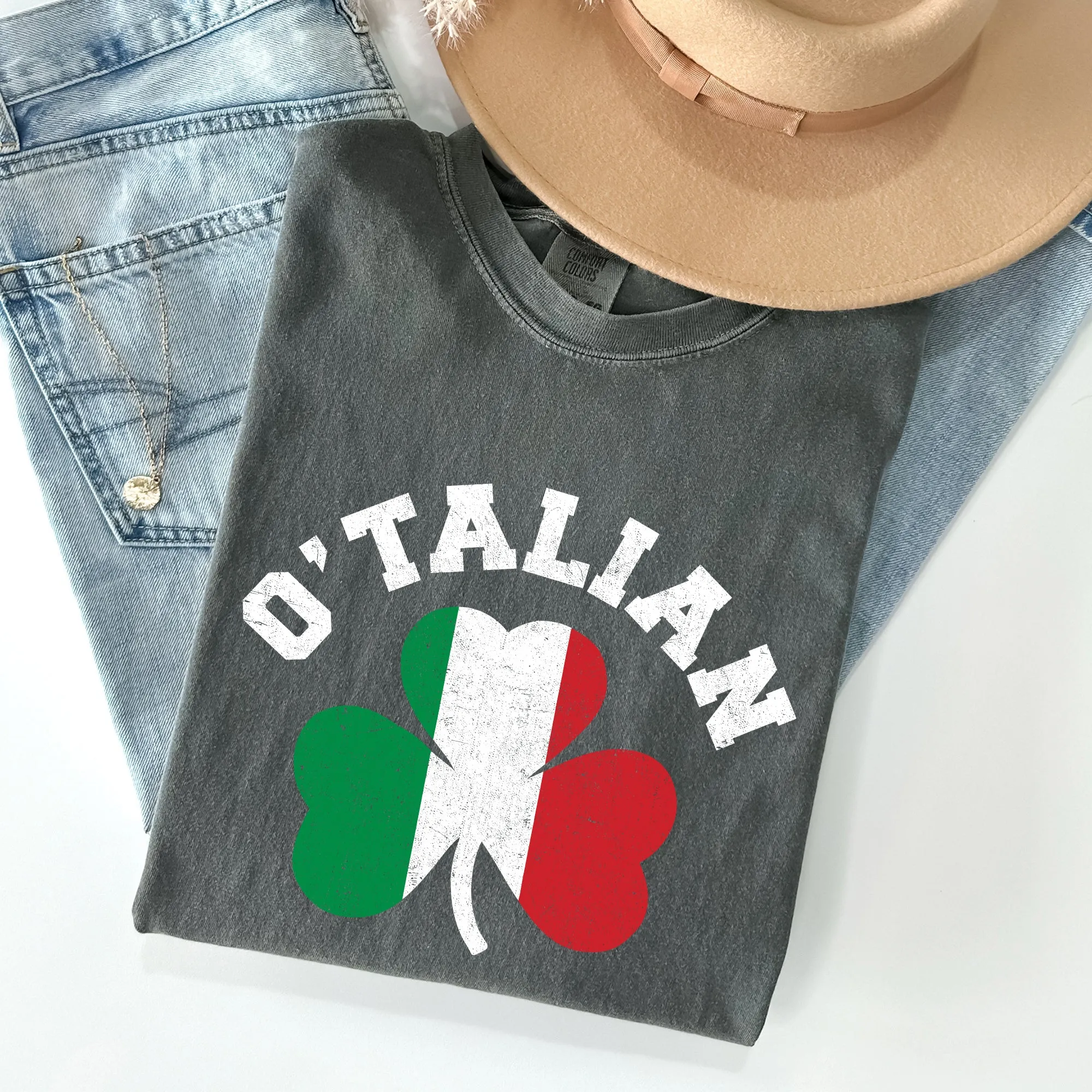 Italian Shamrock, Flag, Vintage St Patrick's Day Comfort Colors Tshirt sold by Refinery Number One