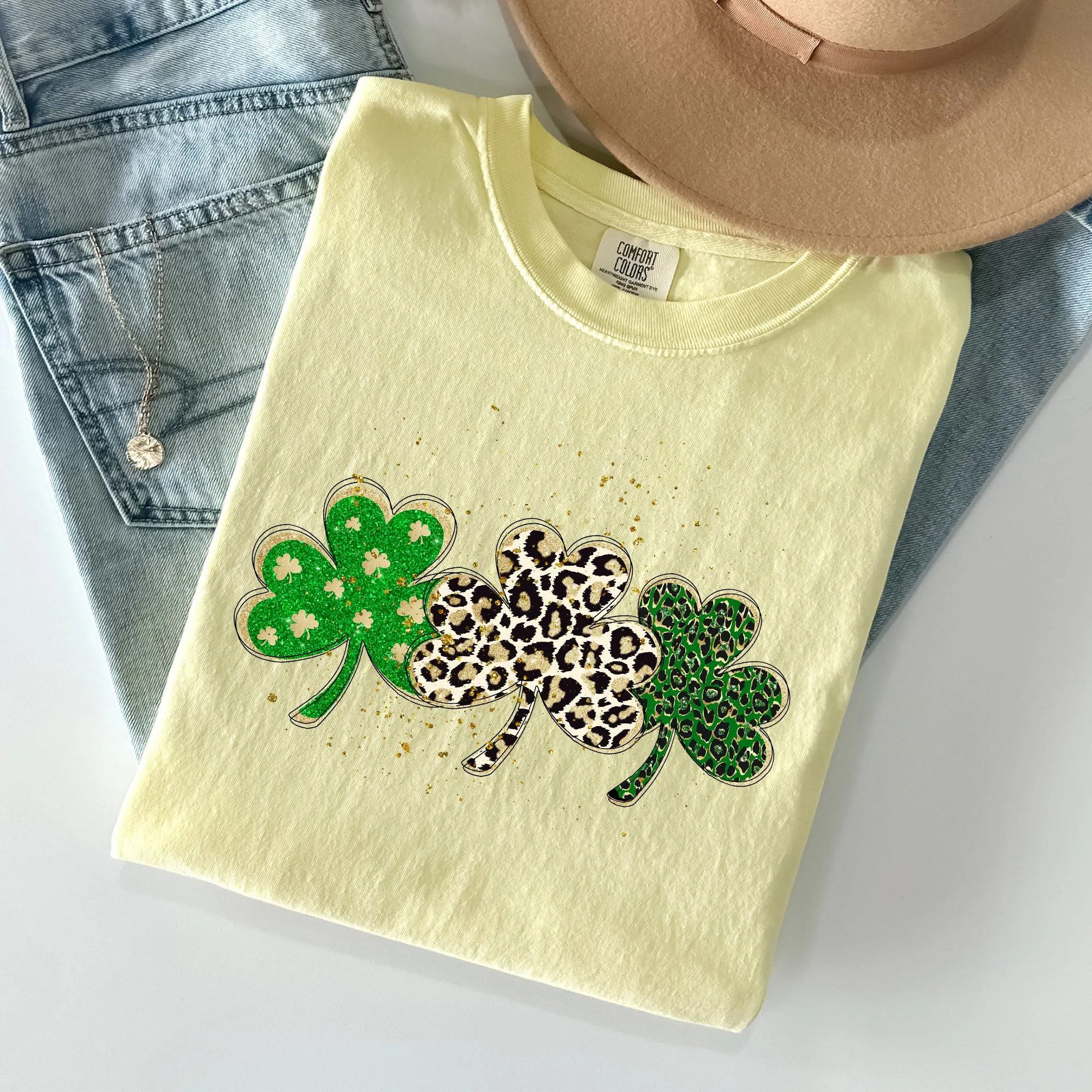 Leopard Print Shamrocks, St Patrick's Day Comfort Colors Tshirt sold by Refinery Number One product image thumbnail 5