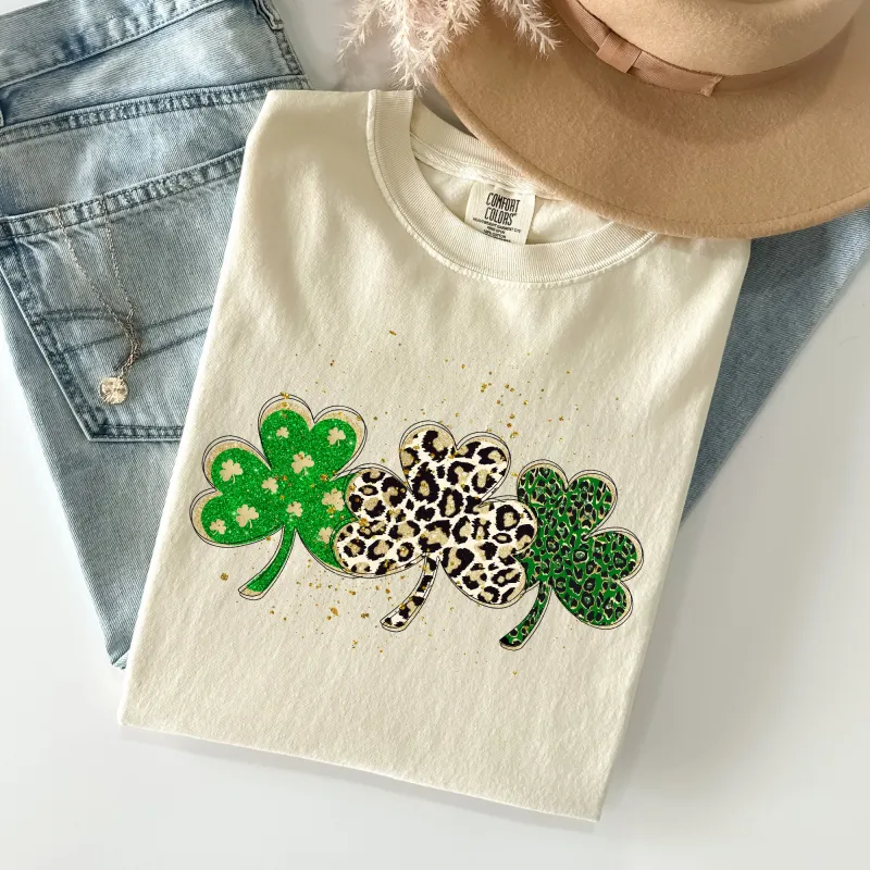 Leopard Print Shamrocks, St Patrick's Day Comfort Colors Tshirt sold by Refinery Number One