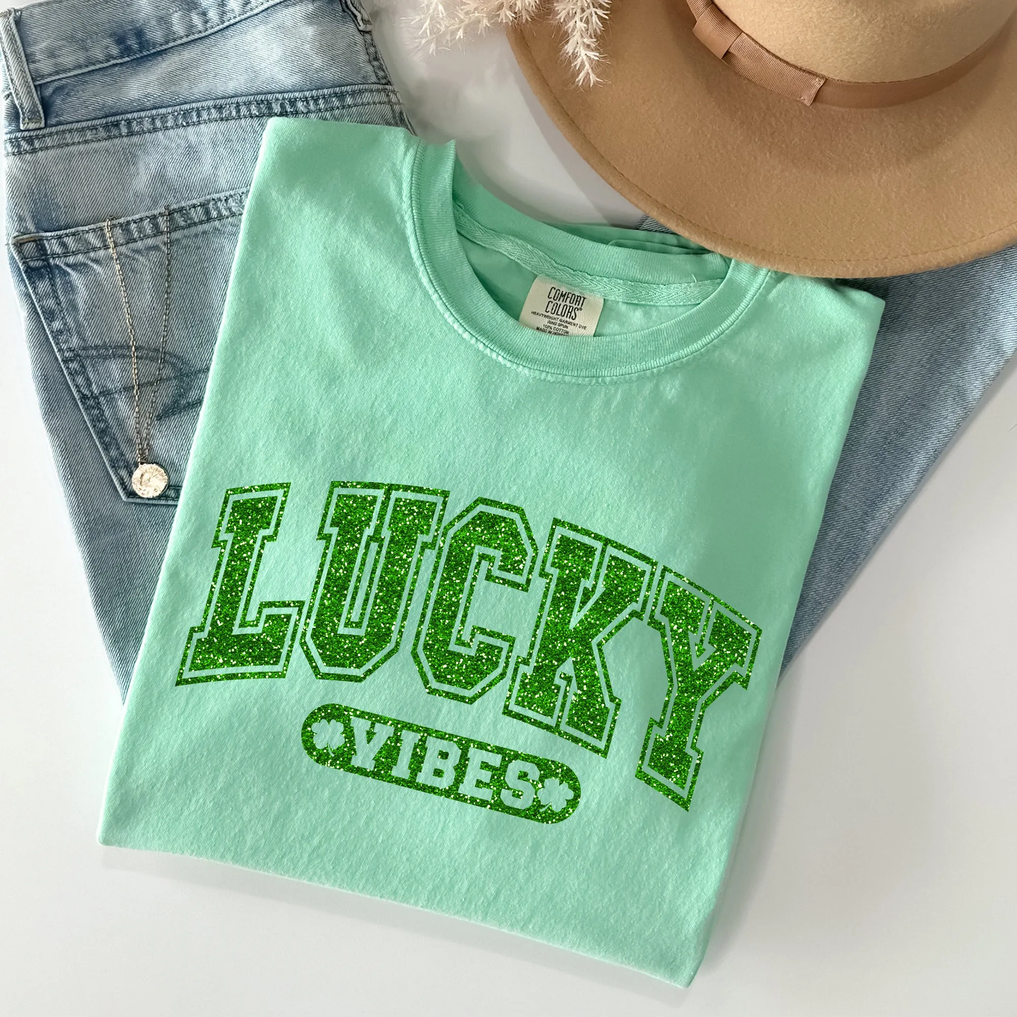 Lucky Vibes, Retro, Vintage, St Patrick's Day Comfort Colors Tshirt sold by Refinery Number One product image thumbnail 2