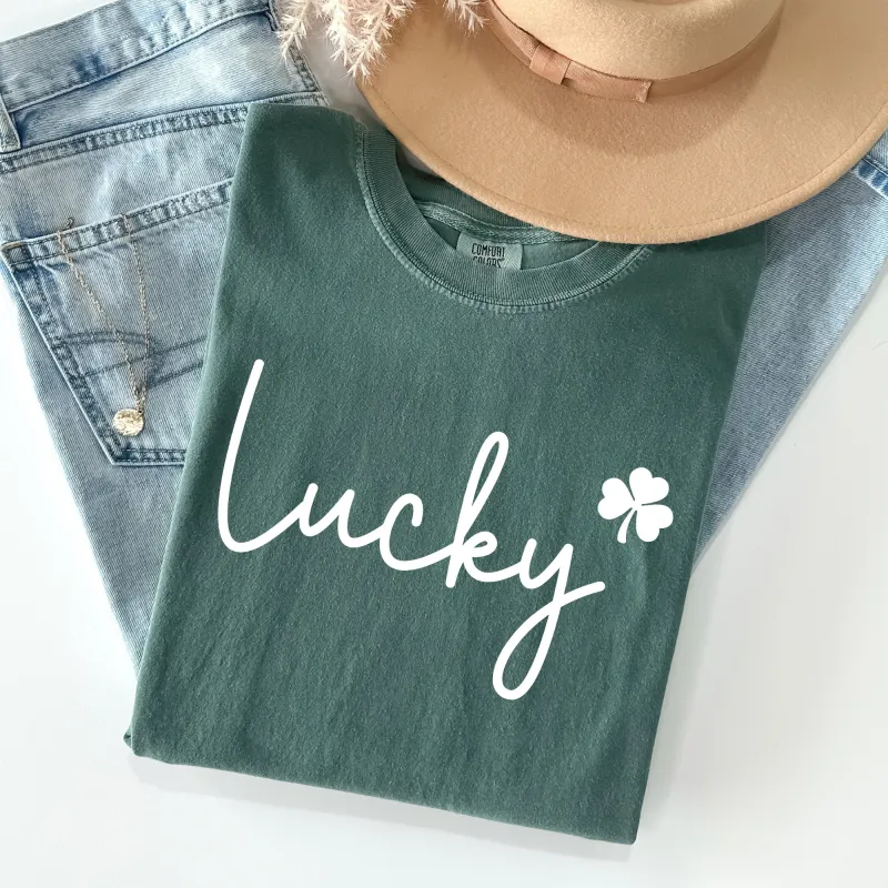 Lucky, Shamrock, St Patrick's Day Comfort Colors Tshirt sold by Refinery Number One
