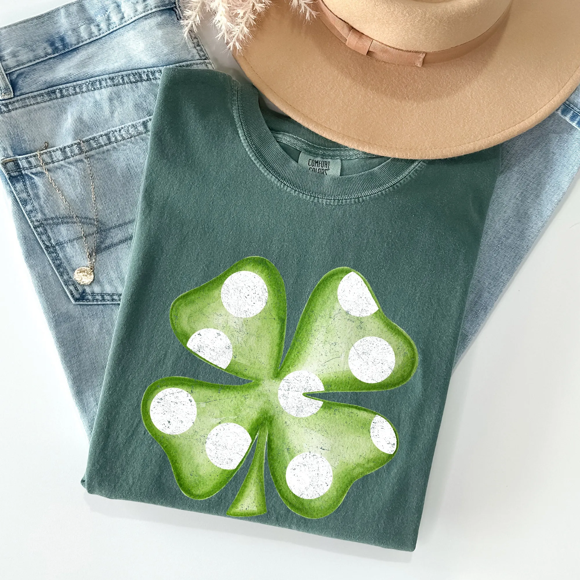Polka Dot Shamrock, Retro, Vintage, St Patrick's Day Comfort Colors Tshirt sold by Refinery Number One product image thumbnail 5