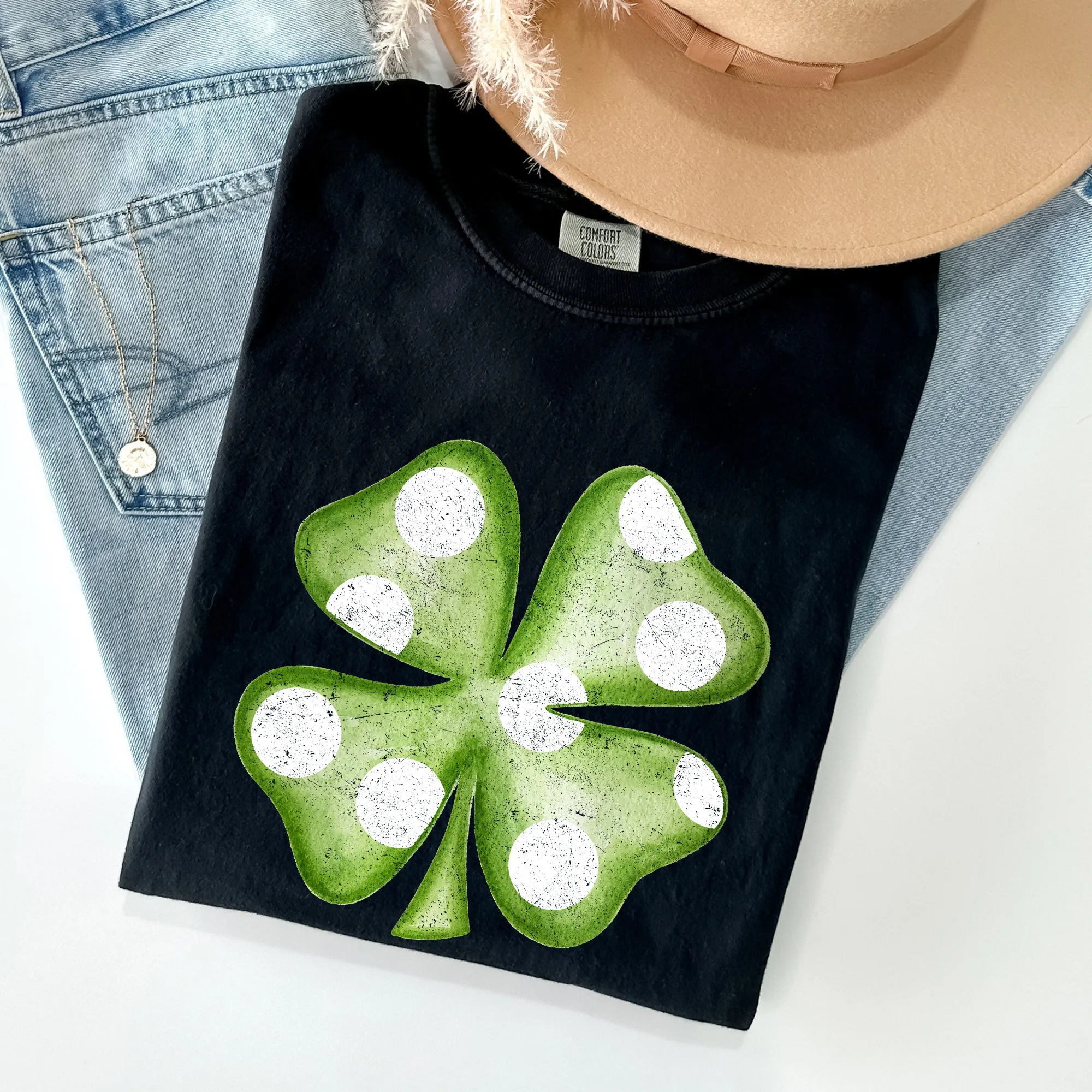 Polka Dot Shamrock, Retro, Vintage, St Patrick's Day Comfort Colors Tshirt sold by Refinery Number One product image thumbnail 4