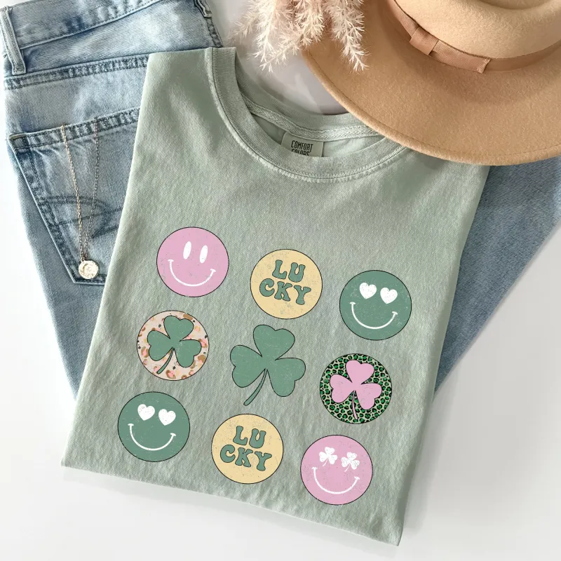 Retro Lucky Smileys, St Patrick's Day Comfort Colors Tshirt sold by Refinery Number One