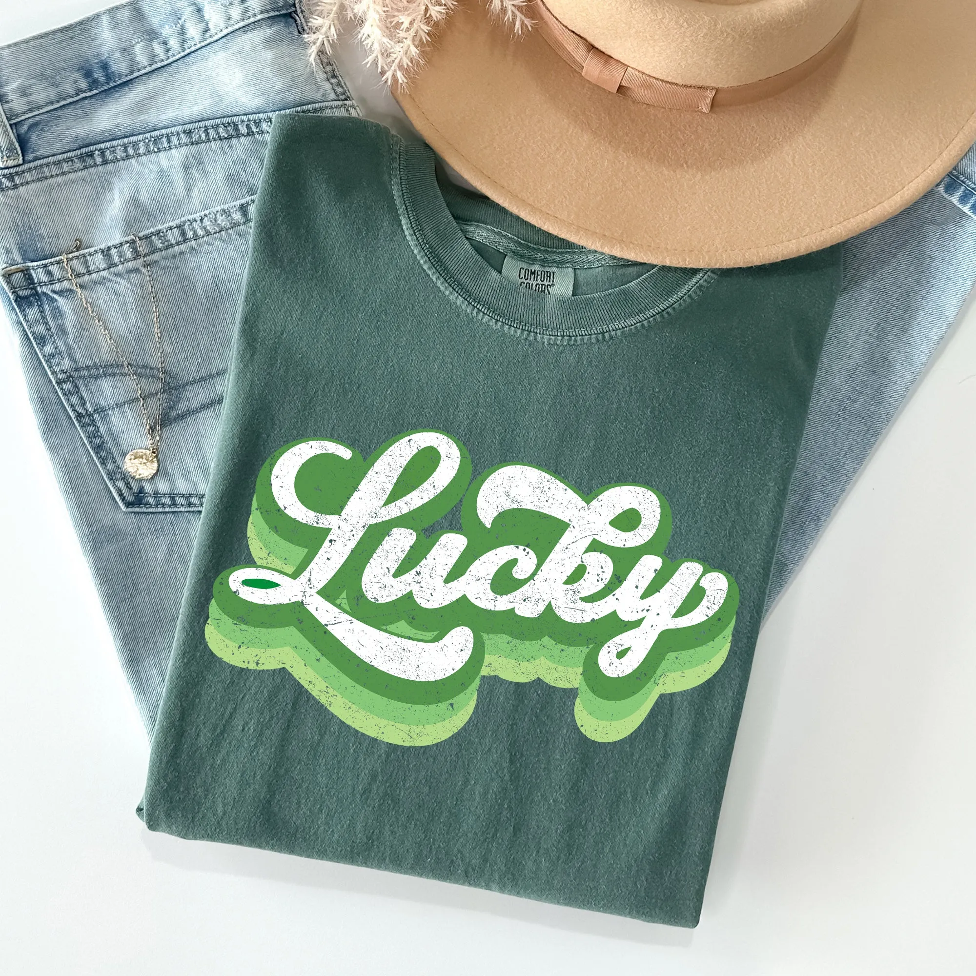 Retro Lucky, Vintage Style, St Patrick's Day Comfort Colors Tshirt sold by Refinery Number One product image thumbnail 5