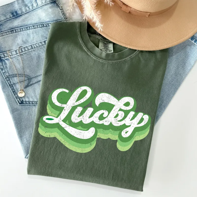 Retro Lucky, Vintage Style, St Patrick's Day Comfort Colors Tshirt sold by Refinery Number One