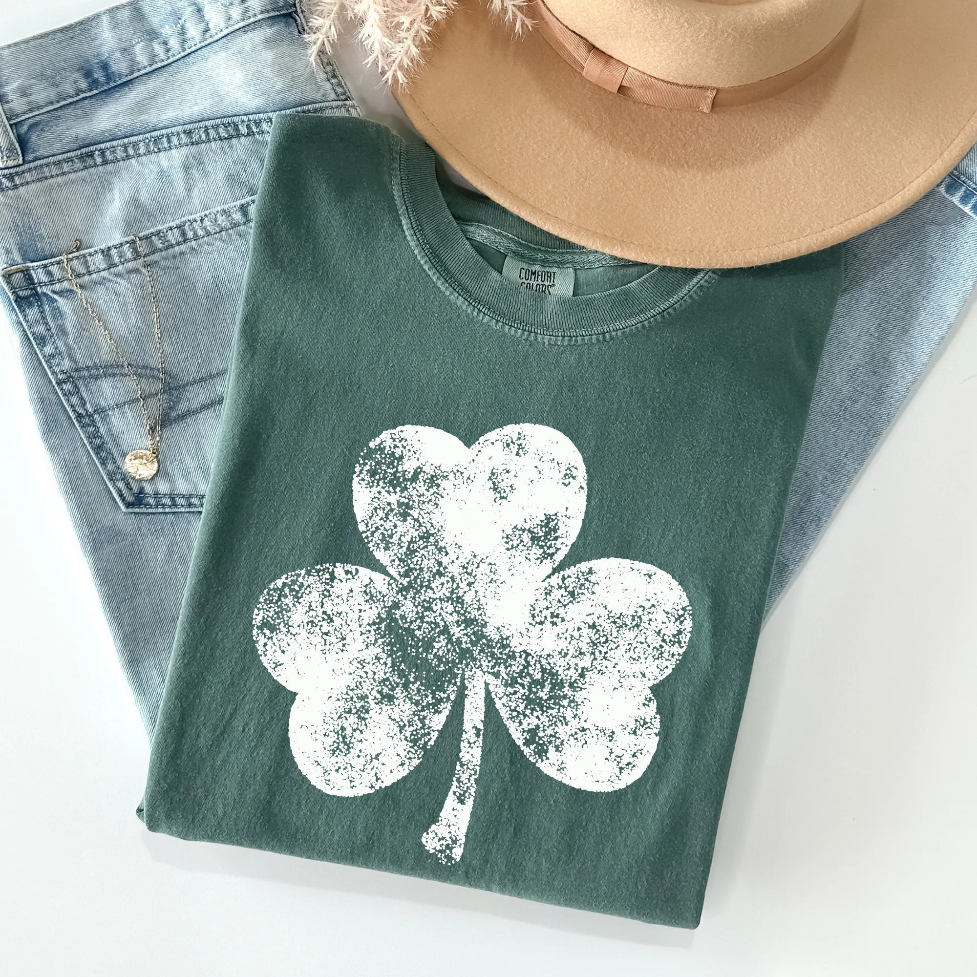 Vintage Shamrock, St Patrick's Day Comfort Colors Tshirt sold by Refinery Number One product image thumbnail 4