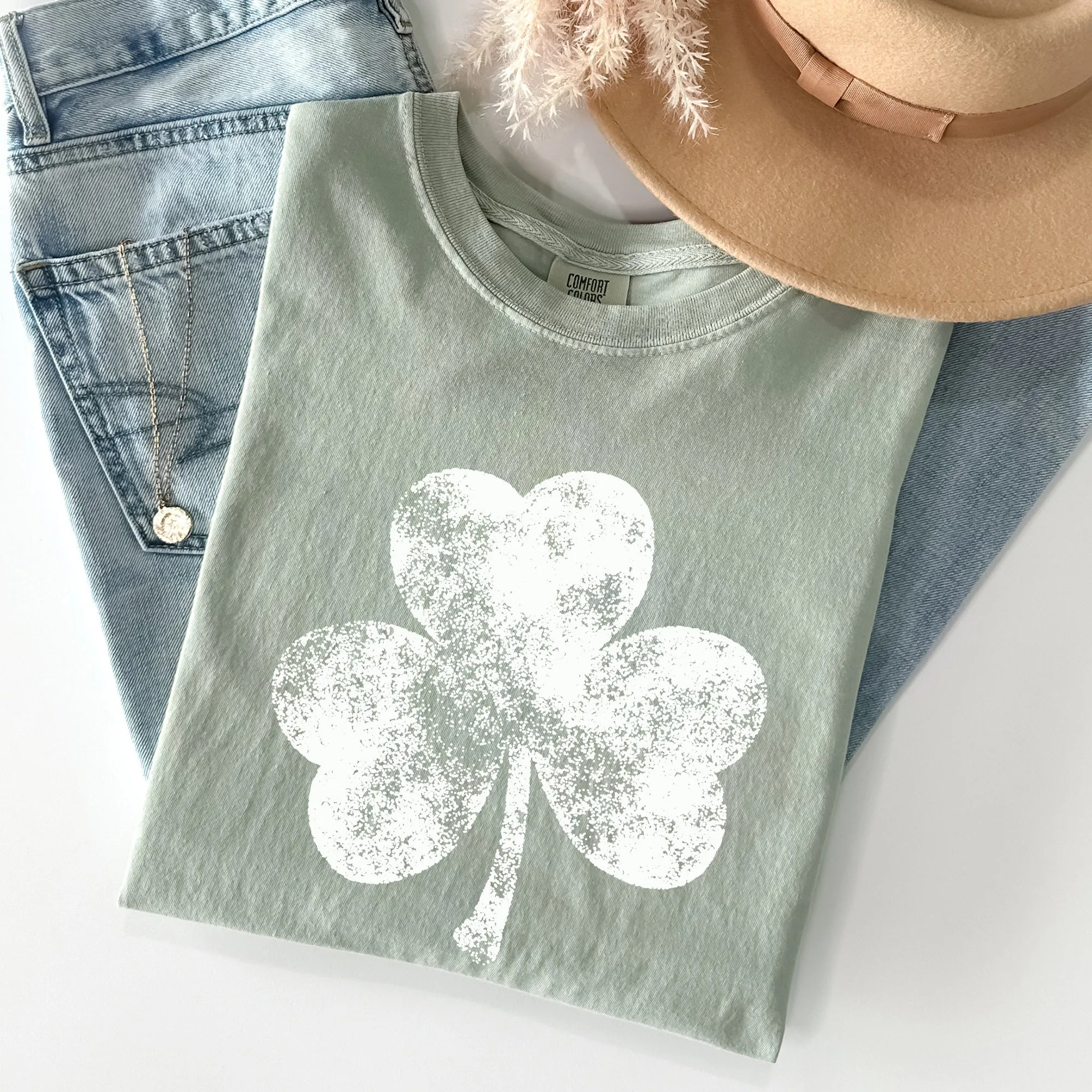 Vintage Shamrock, St Patrick's Day Comfort Colors Tshirt sold by Refinery Number One product image thumbnail 2