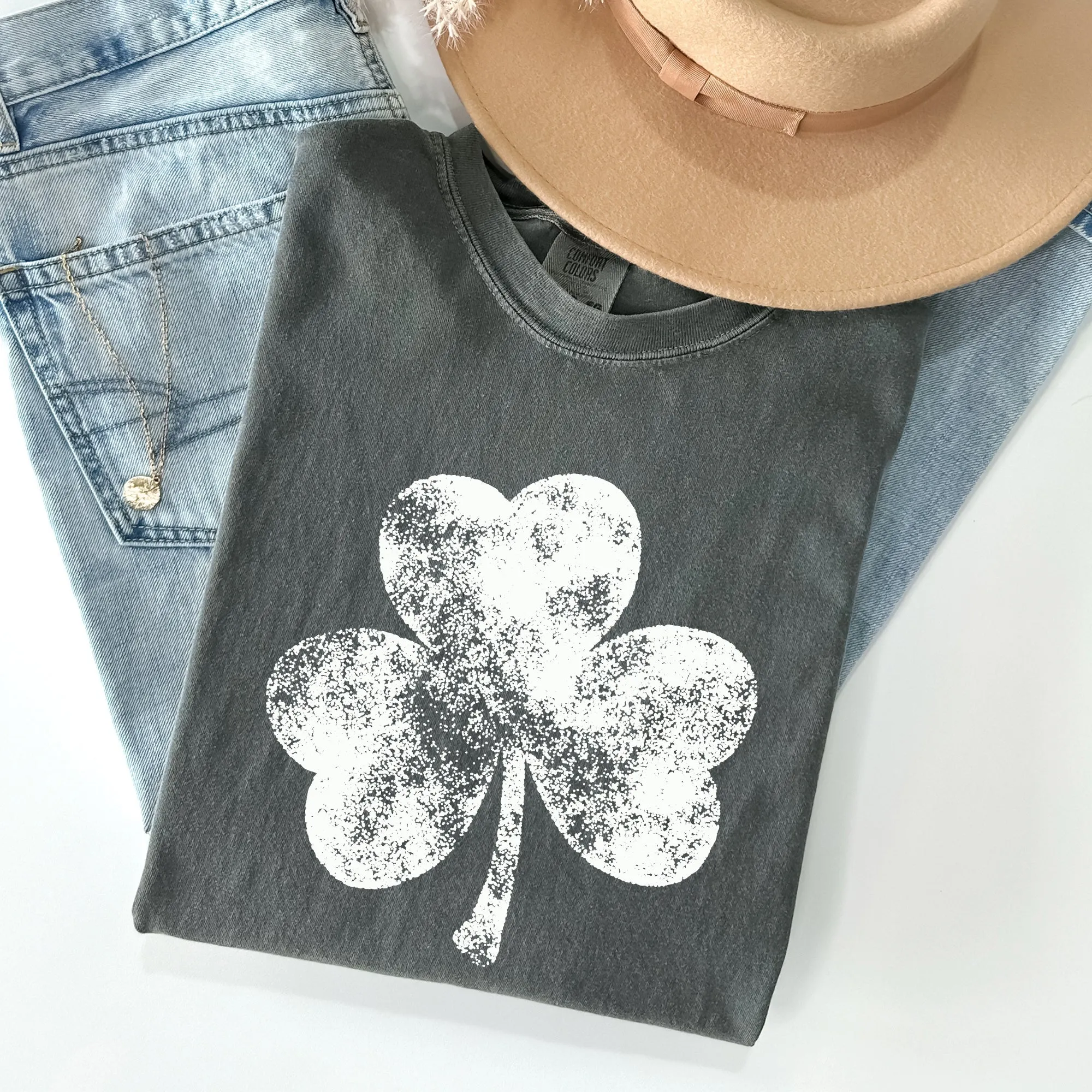 Vintage Shamrock, St Patrick's Day Comfort Colors Tshirt sold by Refinery Number One product image thumbnail 3
