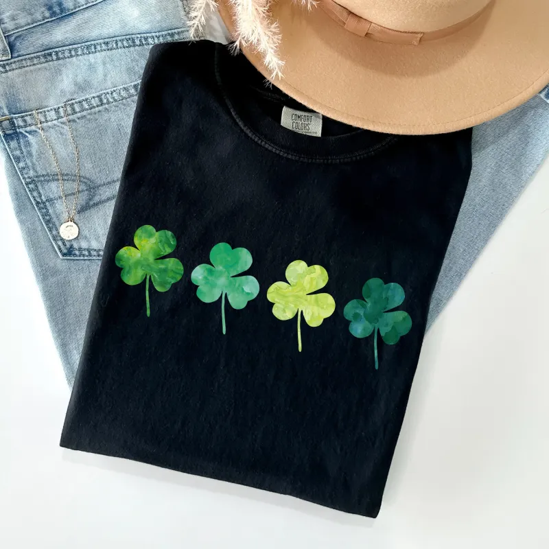 Watercolor Shamrocks In A Row, St Patrick's Day Comfort Colors Tshirt sold by Refinery Number One