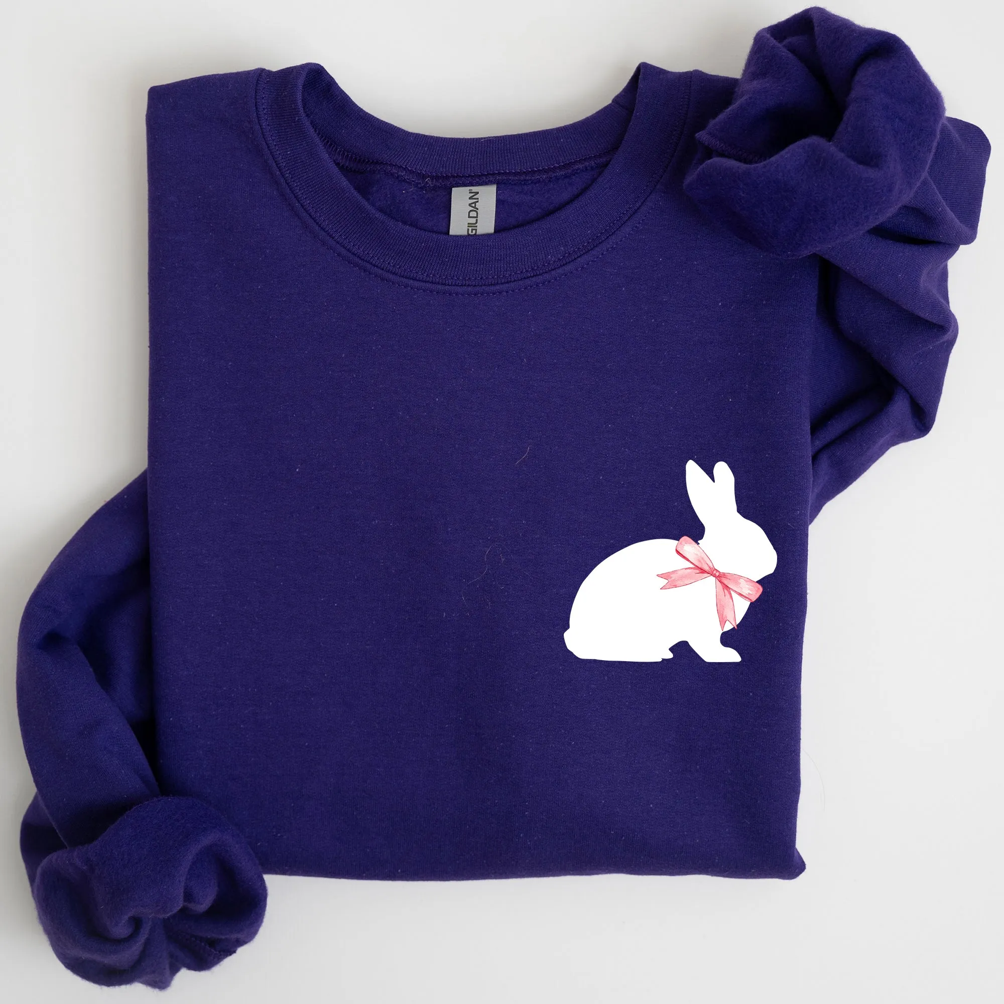 Bunny Wearing A Bow, Pocket Print, Easter Rabbit Sweatshirt sold by Refinery Number One product image thumbnail 5
