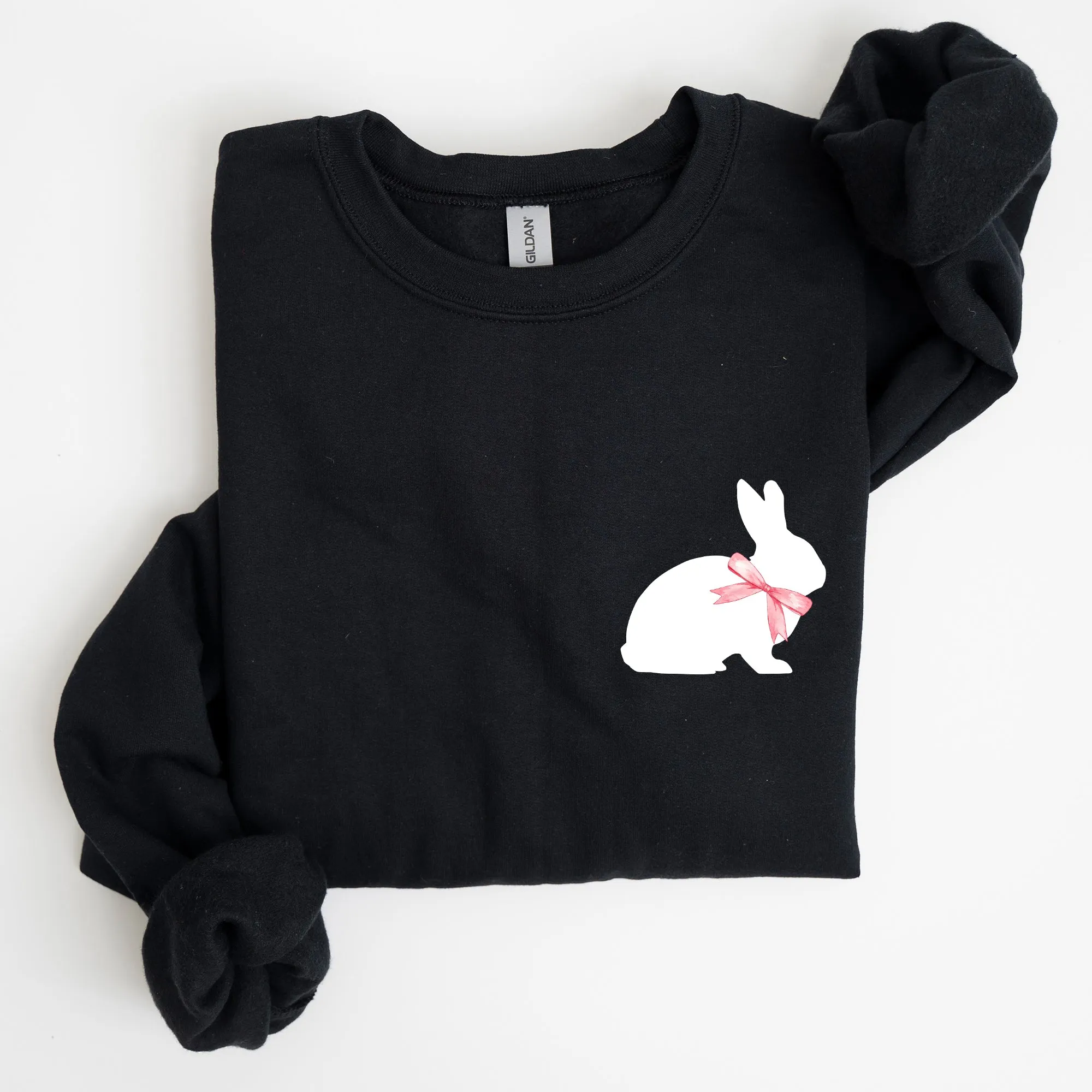 Bunny Wearing A Bow, Pocket Print, Easter Rabbit Sweatshirt sold by Refinery Number One product image thumbnail 4