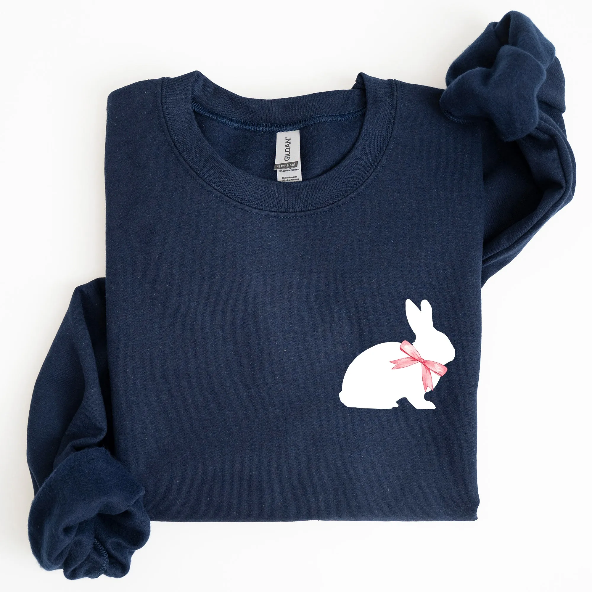 Bunny Wearing A Bow, Pocket Print, Easter Rabbit Sweatshirt sold by Refinery Number One product image thumbnail 2