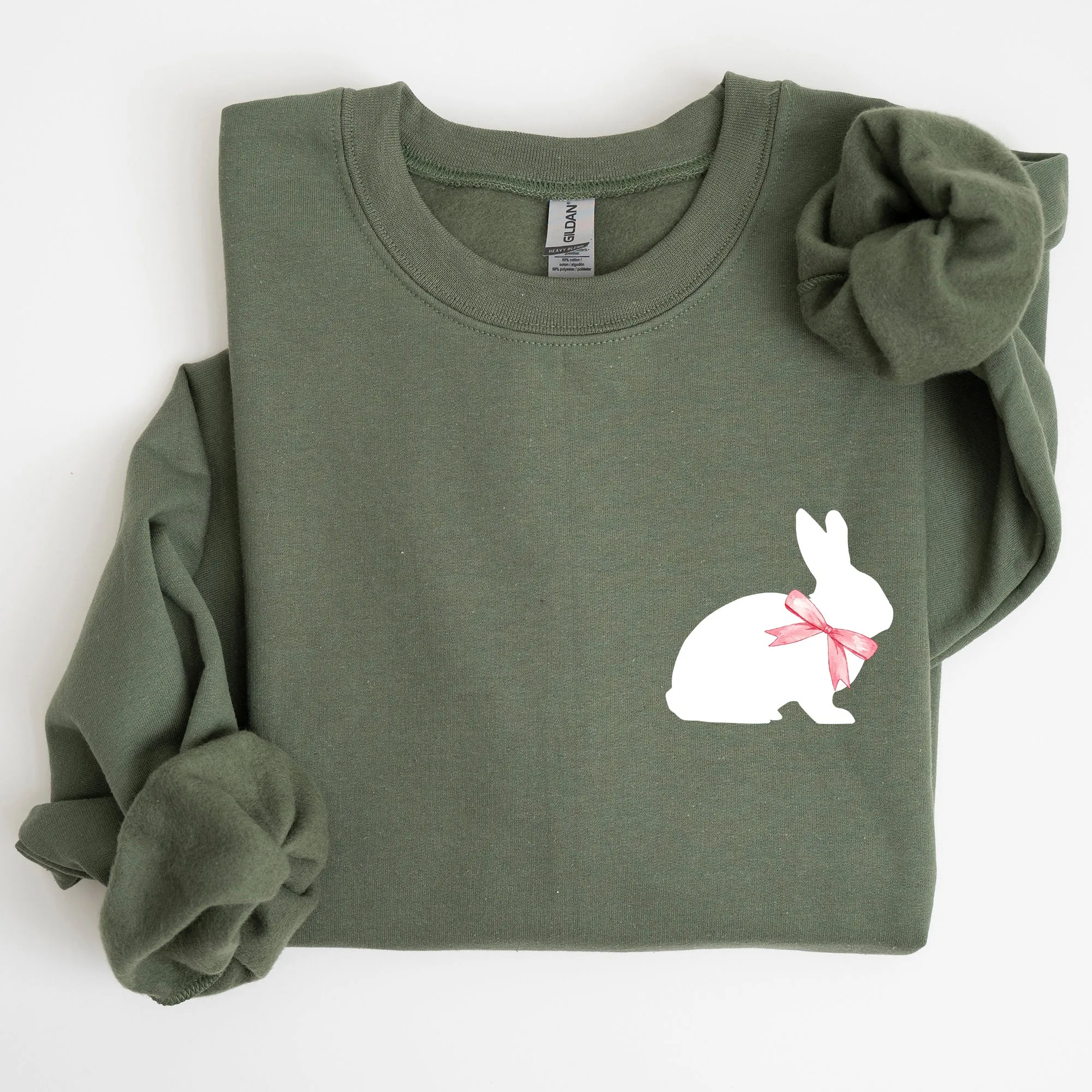 Bunny Wearing A Bow, Pocket Print, Easter Rabbit Sweatshirt sold by Refinery Number One product image thumbnail 3