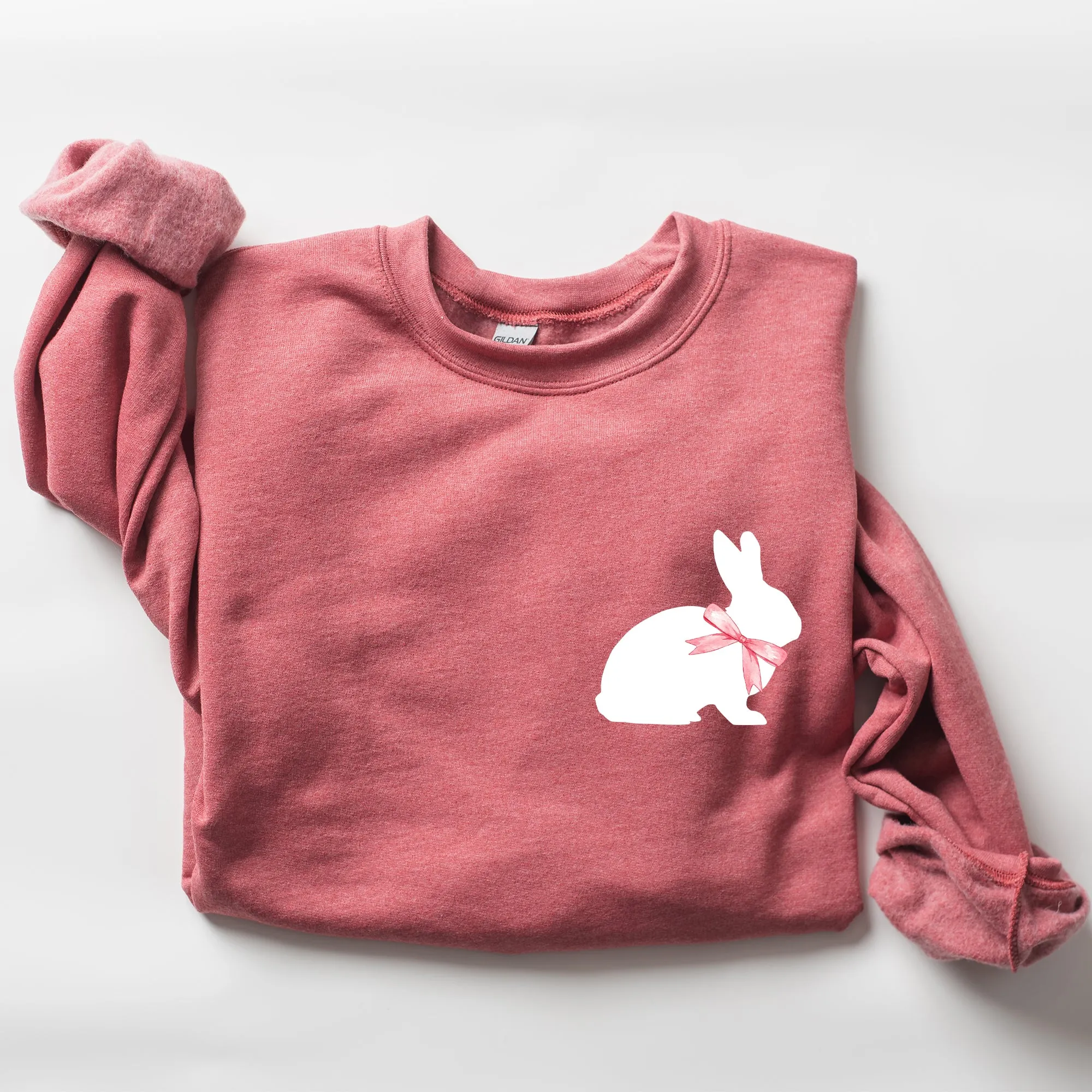 Bunny Wearing A Bow, Pocket Print, Easter Rabbit Sweatshirt sold by Refinery Number One