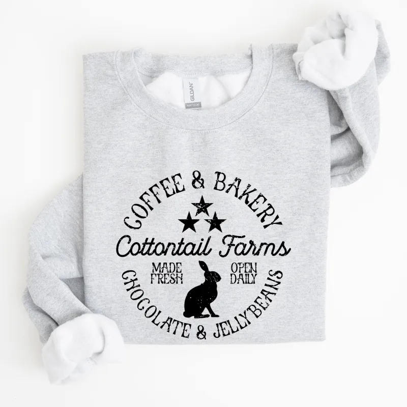 Cottontail Farms, Coffee and Bakery, Retro Sign, Easter Sweatshirt sold by Refinery Number One
