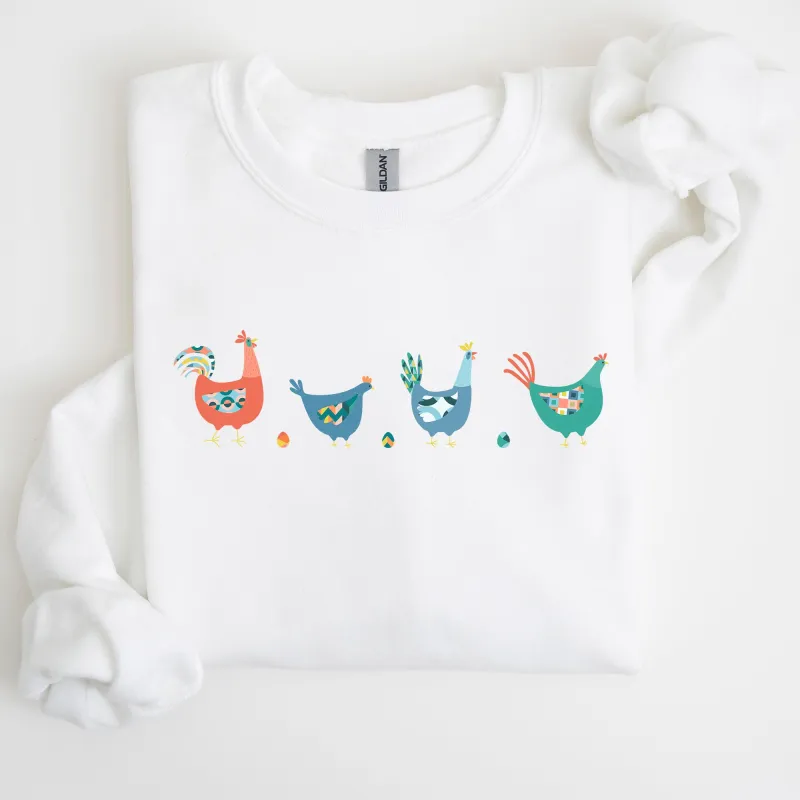 Easter Chickens and Eggs, Spring, Colorful Sweatshirt sold by Refinery Number One